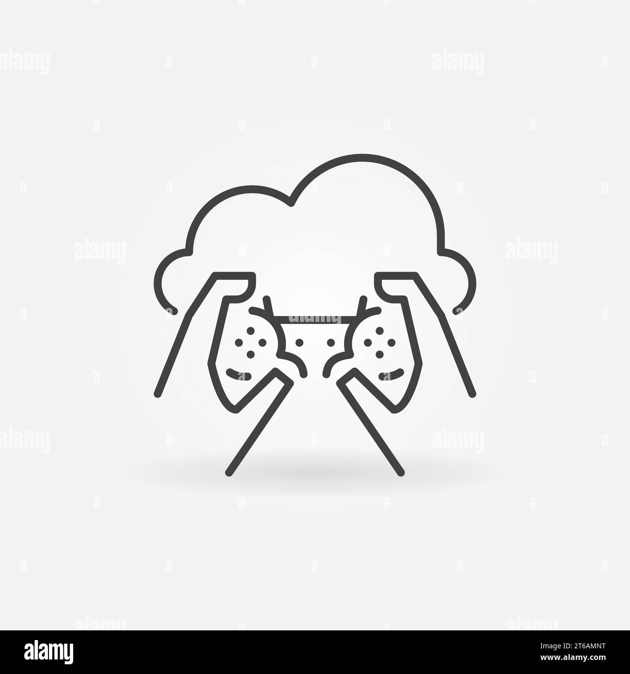 Cloud Gaming outline icon - vector playing game remotely from a cloud linear concept symbol or logo element Stock Vector