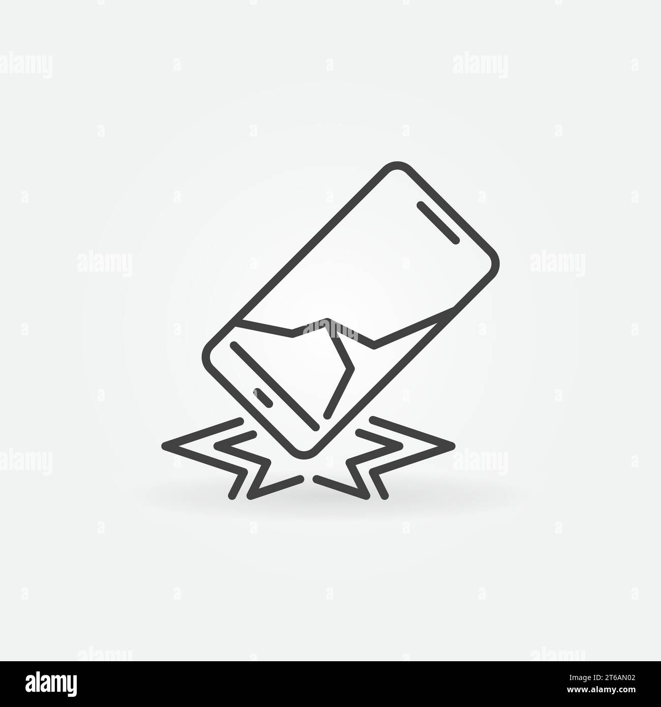 Phone with Broken Screen vector concept outline icon or symbol Stock Vector