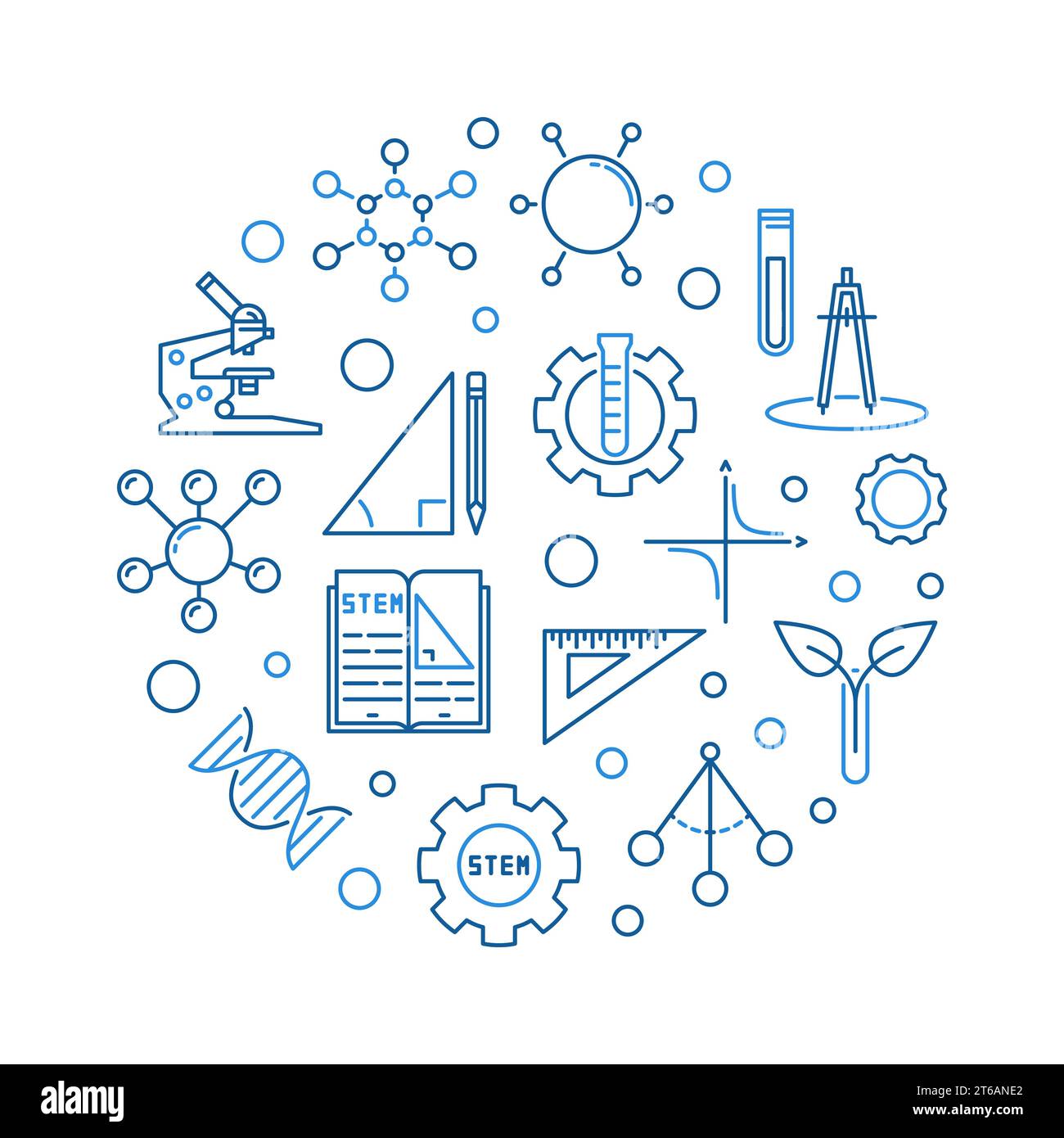 Science, Technology, Engineering and Math vector concept blue outline ...
