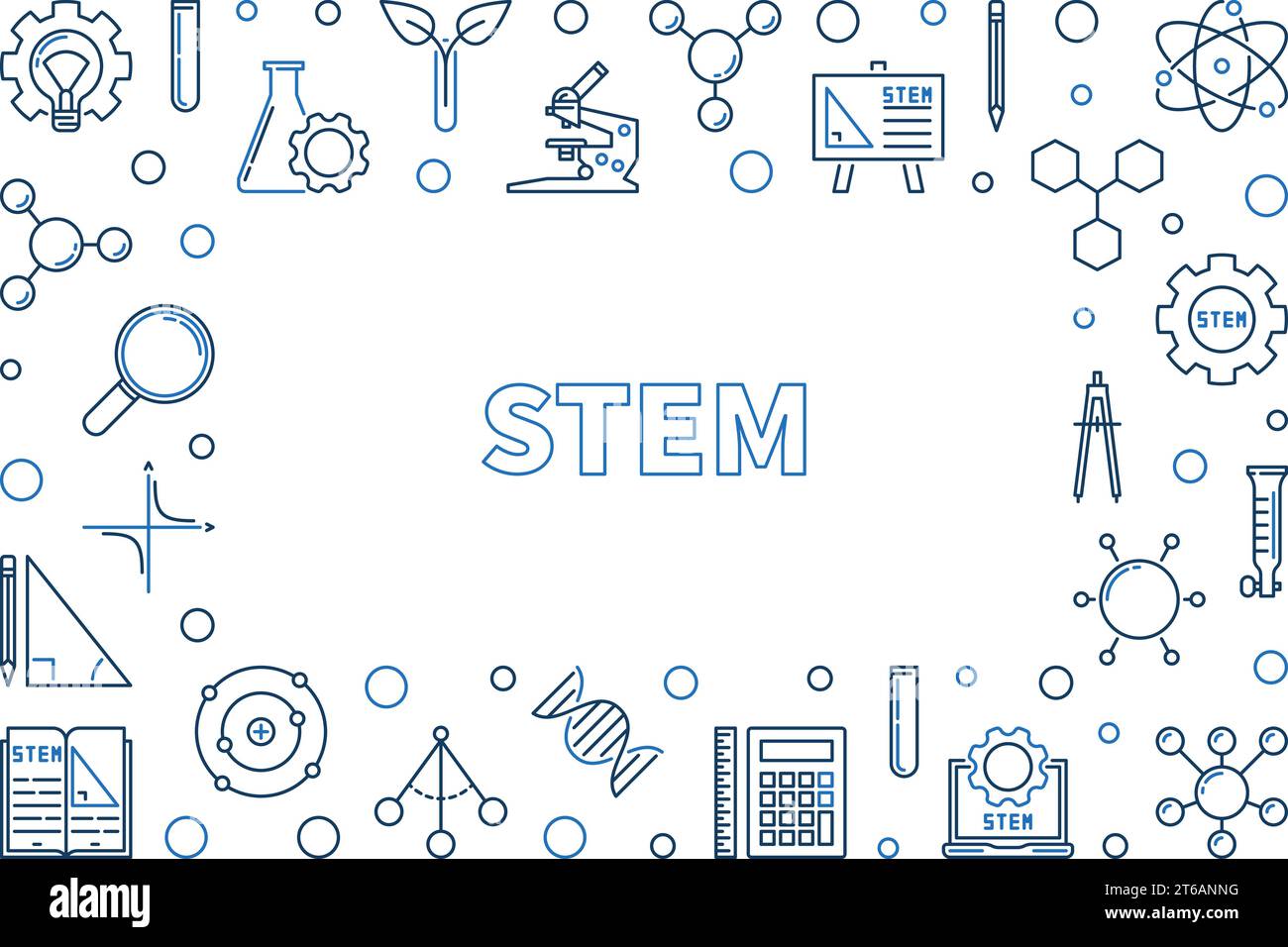 STEM vector concept creative horizontal frame or illustration in thin ...