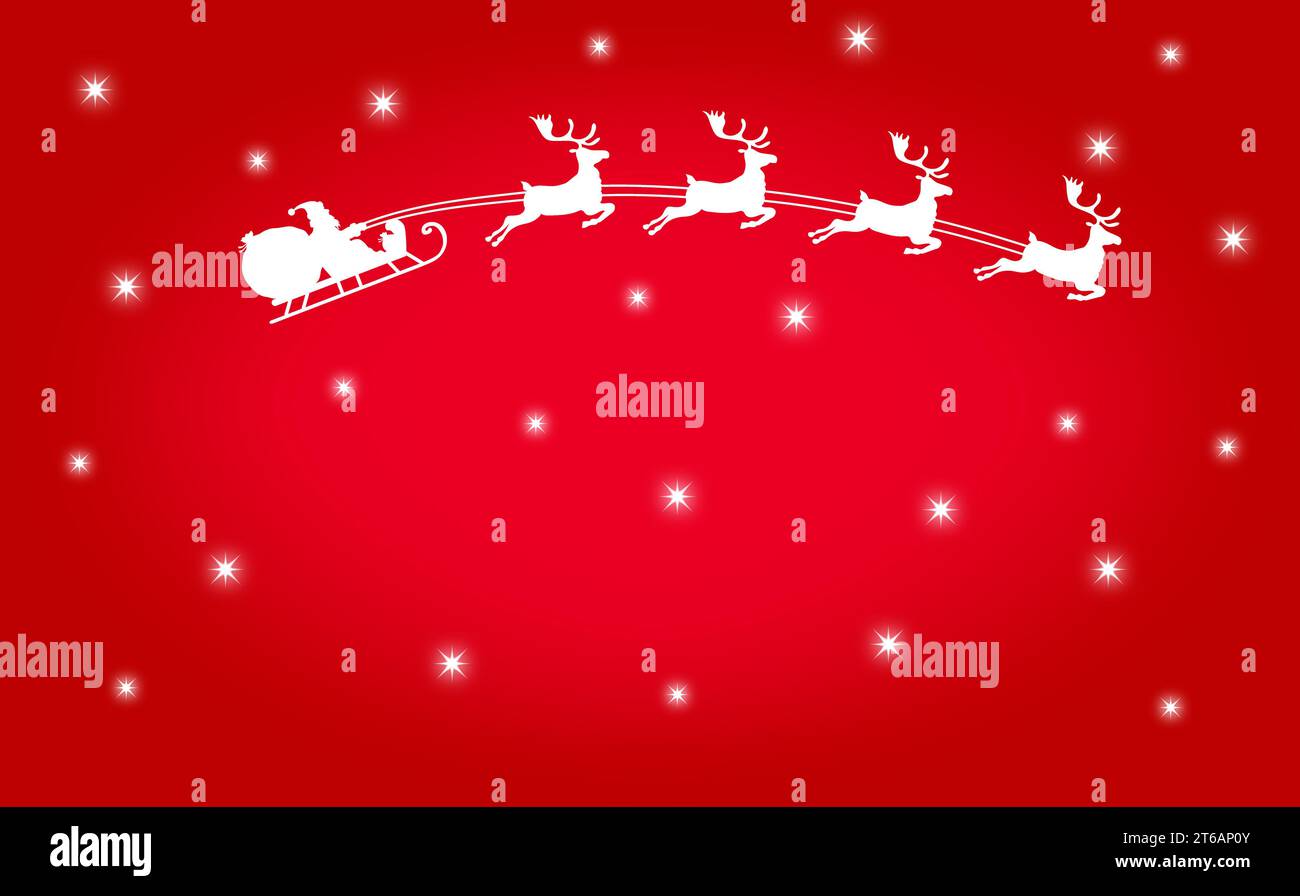 Silhouette of Santa Claus flying with the sleigh and his reindeer on ...