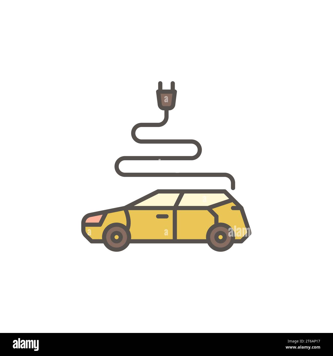 Electric Car with Plug vector concept colored icon or design element ...