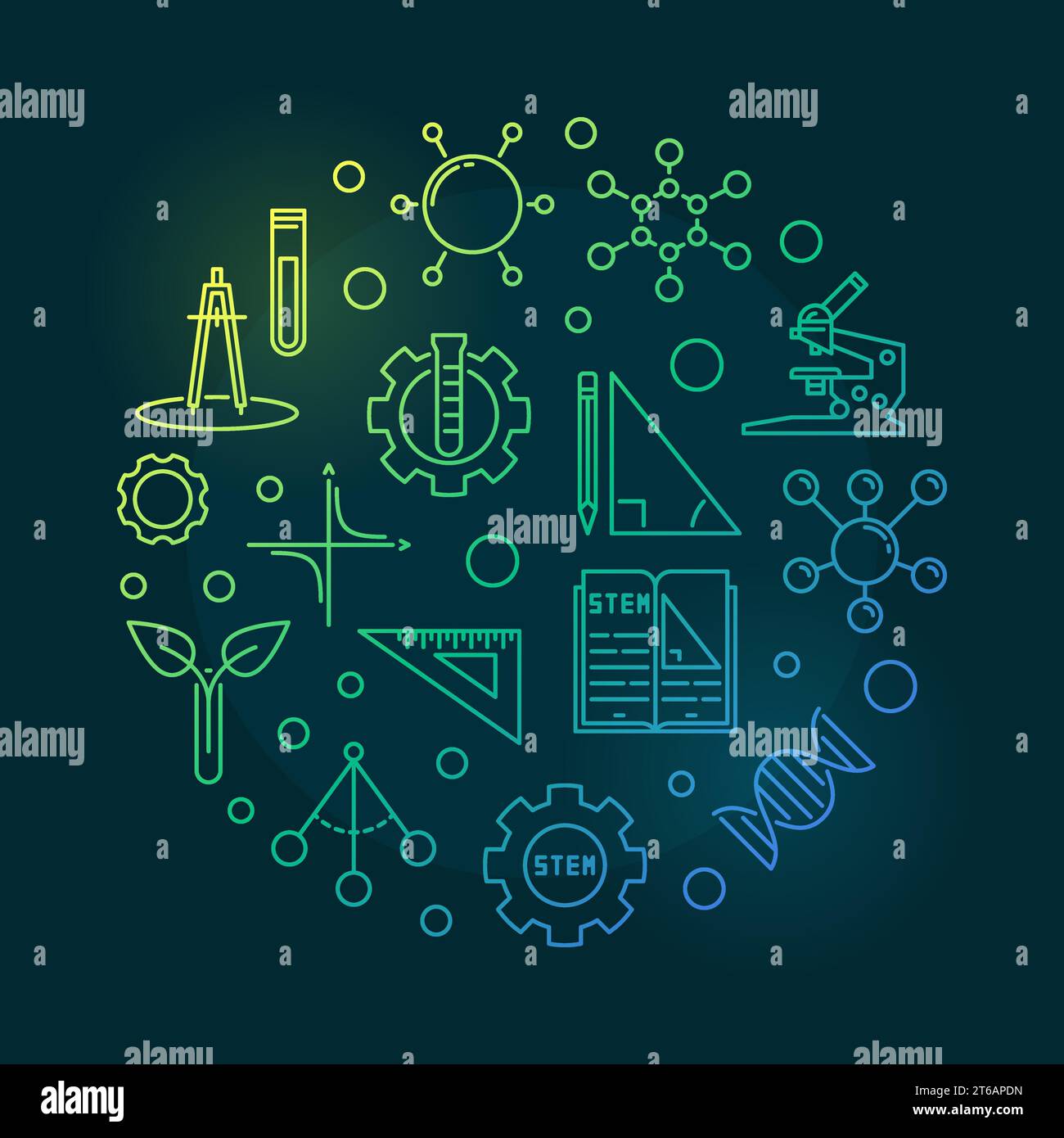 Science, Technology, Engineering and Math vector concept linear colored ...