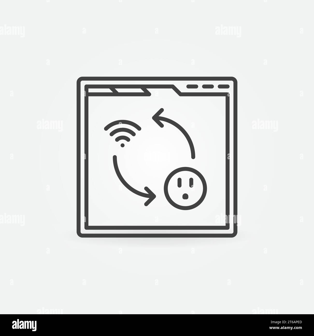 Web page with US wifi smart socket app vector outline concept icon Stock Vector