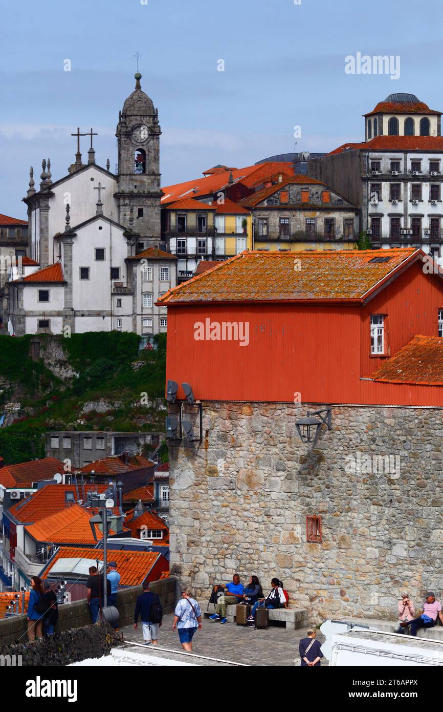 Tourists visiting the Miradouro da Rua das Aldas viewpoint, Nossa