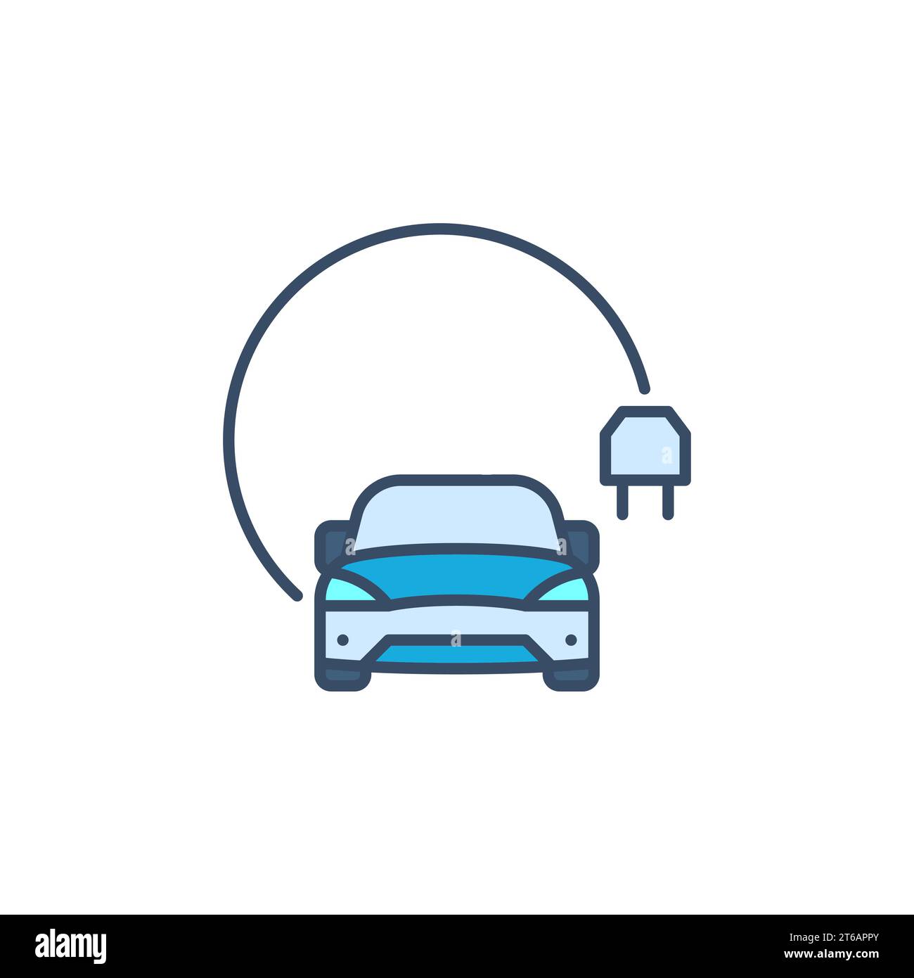 Electric Car with Round Cable and Plug vector concept colored icon or ...