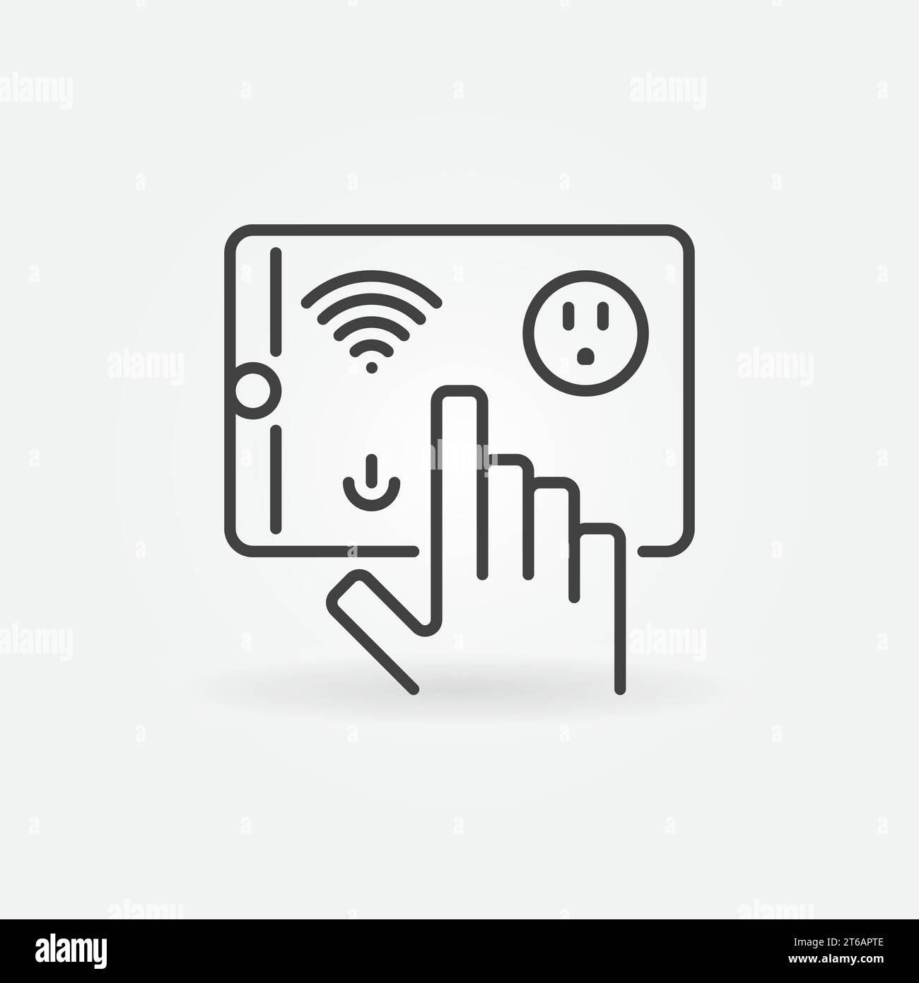 Tablet with Wi-Fi and US Smart Socket vector linear icon or symbol Stock Vector