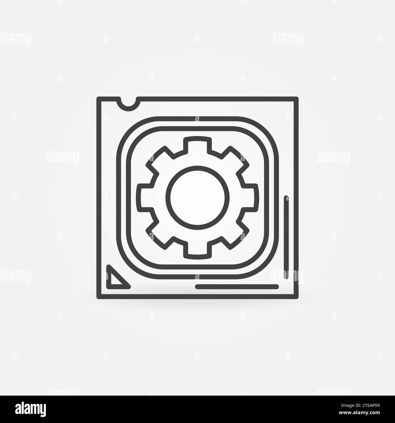 CPU with Gear vector concept icon. Processor Repair symbol in thin line style Stock Vector