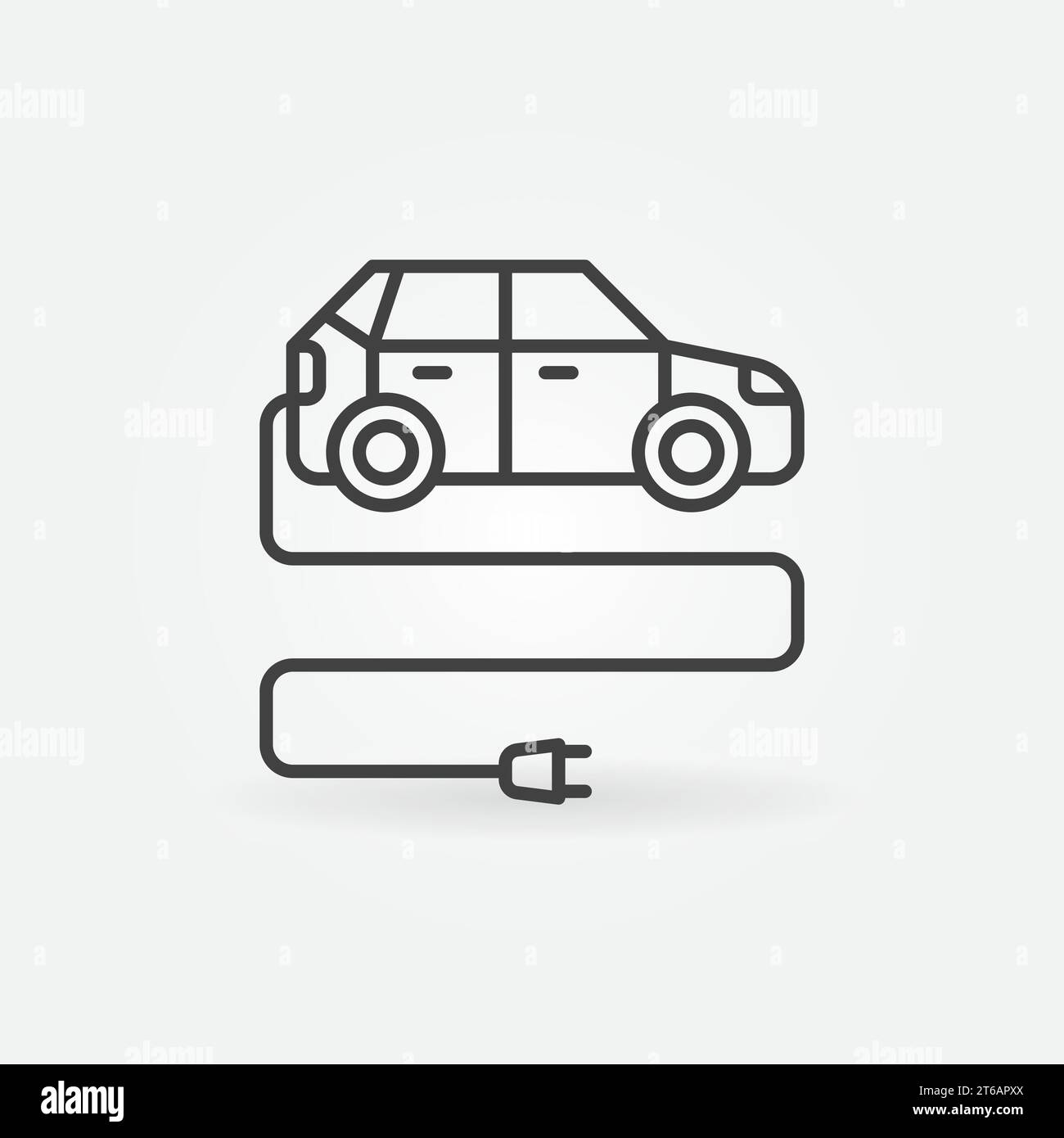 Electric Vehicle with Cable and Plug vector thin line concept icon or ...