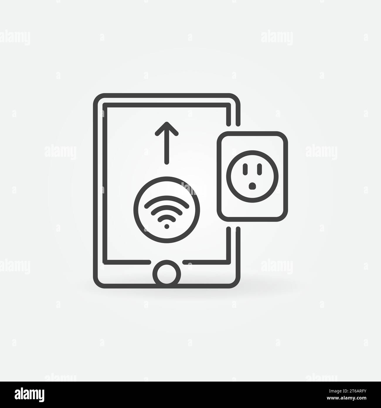 Tablet with wi fi and US Smart Socket vector concept outline icon Stock Vector