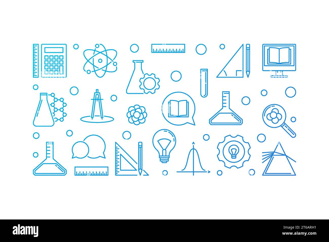 Back to School vector concept colorful linear horizontal illustration ...