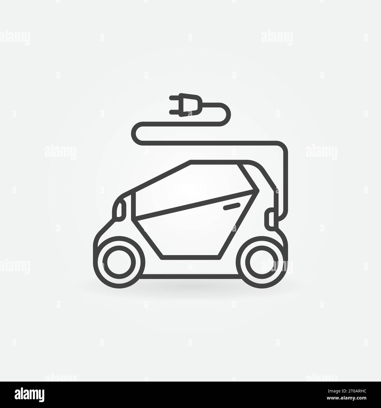 Modern Electric Car linear vector concept icon or logo element. Side view Stock Vector
