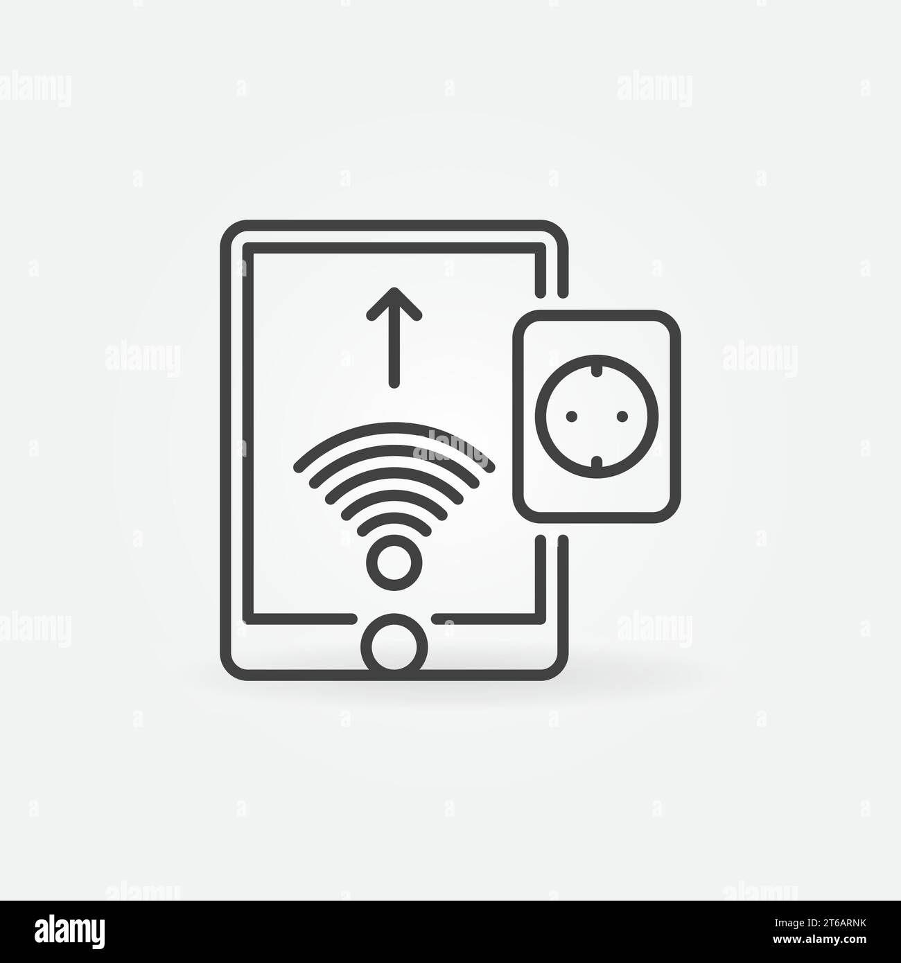 Tablet with Smart Socket vector concept outline icon or symbol Stock Vector