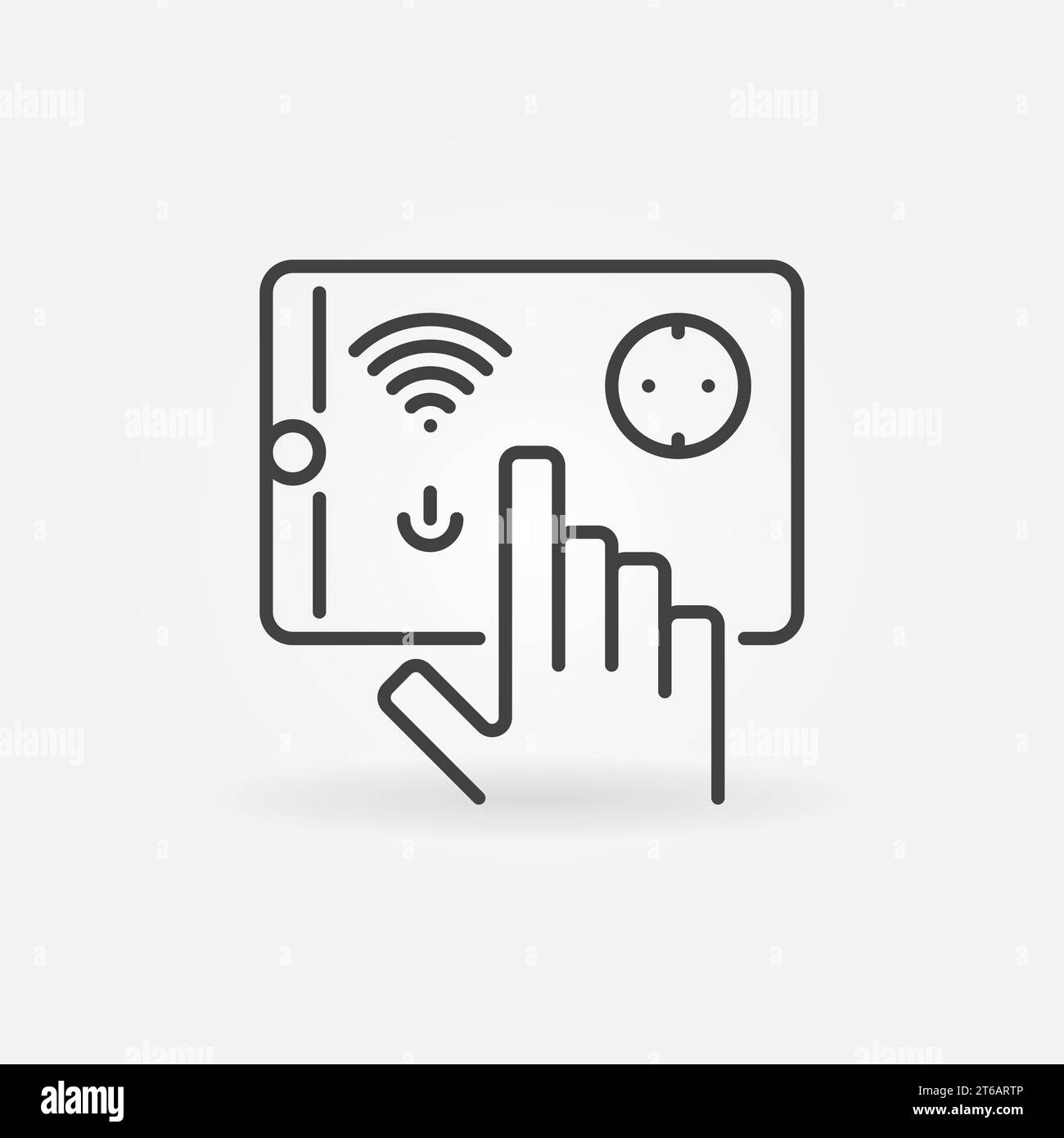 Tablet with Smart Socket vector outline icon or symbol Stock Vector
