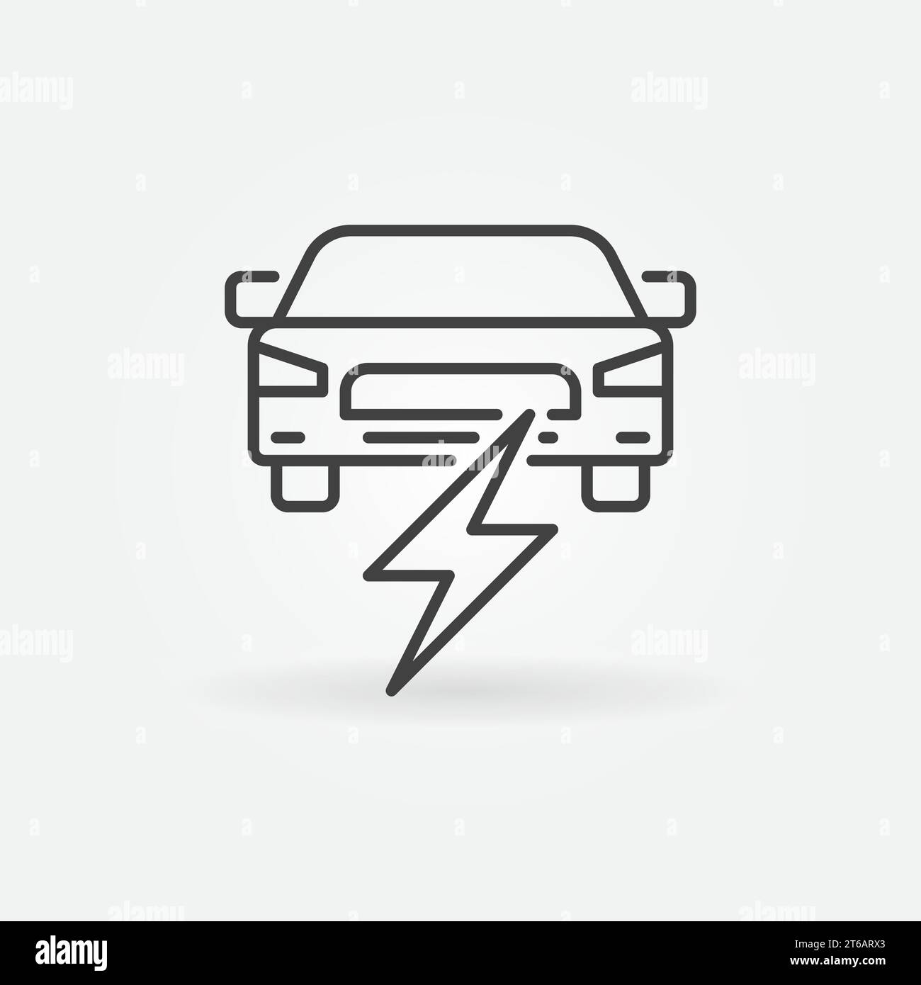 Electric Car and Lightning vector thin line concept icon or design ...