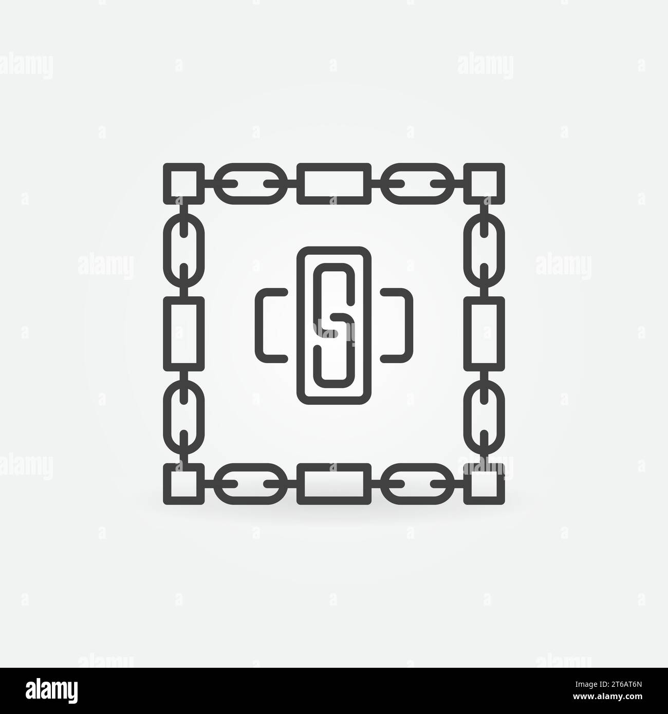 Chains and Blocks line icon - Blockchain Technology vector concept linear symbol Stock Vector