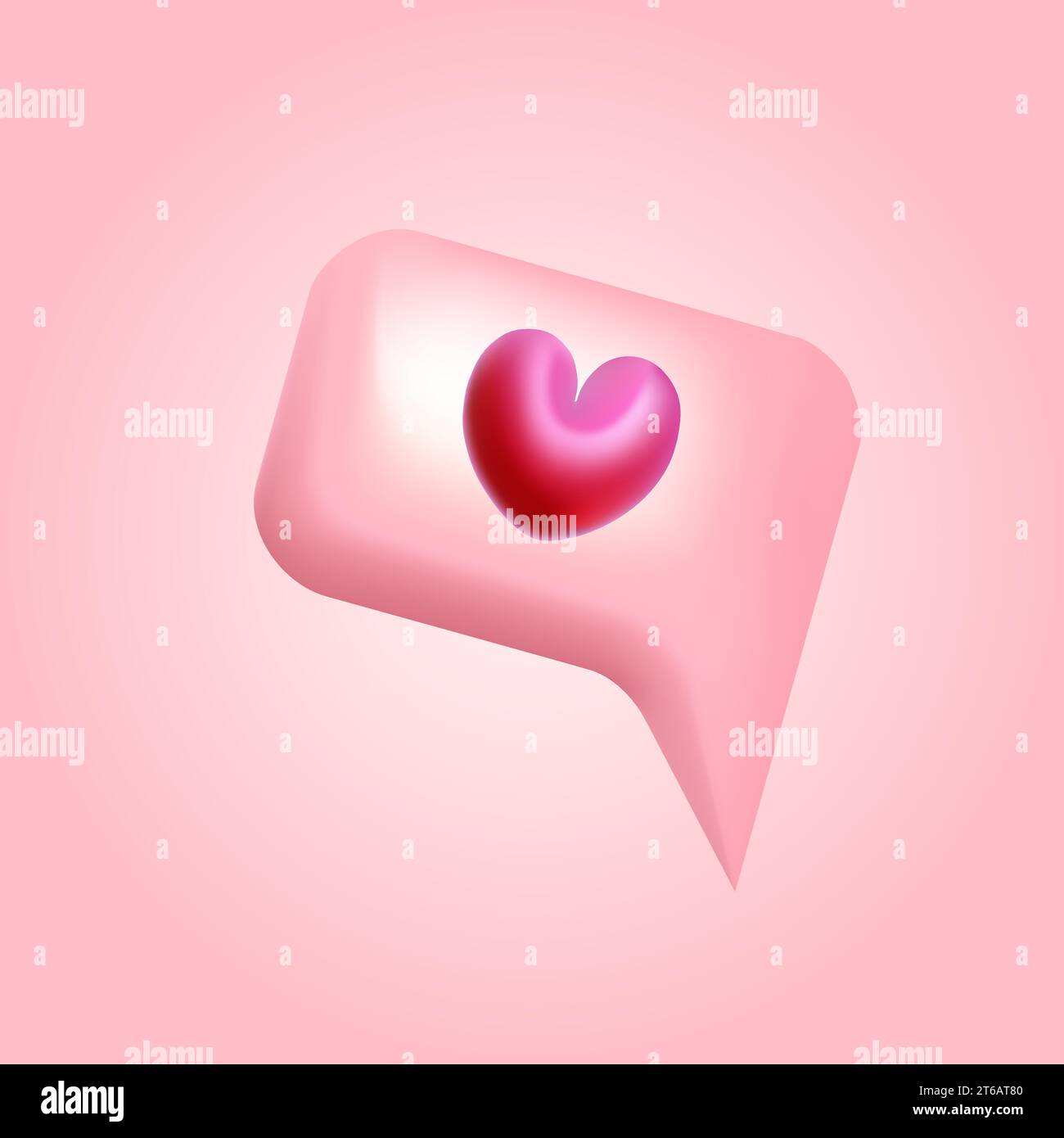 Pink 3d bubble speech with heart vector illustration Stock Vector Image ...