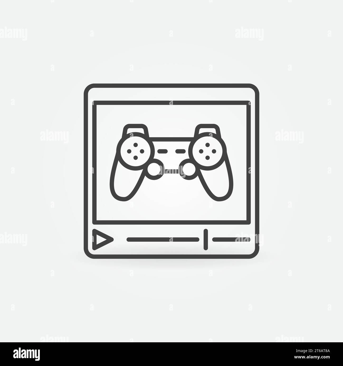 Web Video Player with Gamepad outline icon. Vector Game Streaming linear concept symbol Stock Vector