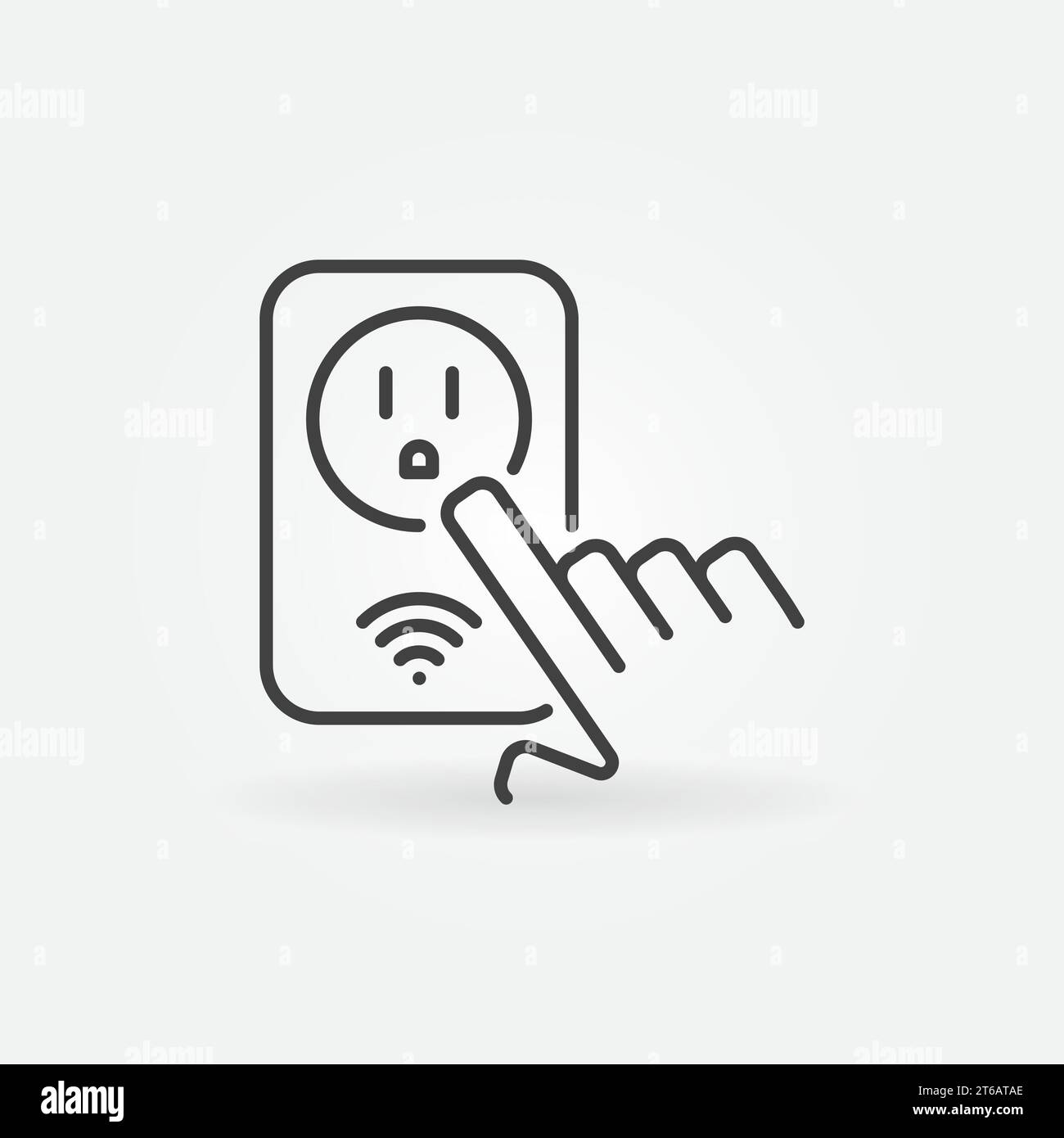 Hand with US Wireless Smart Socket vector outline concept icon or symbol Stock Vector