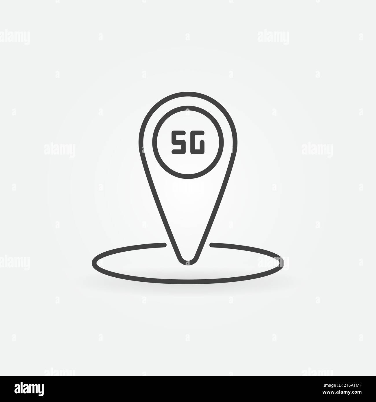 5G internet technology location mark outline concept vector icon. Map pointer with 5 G linear sign Stock Vector