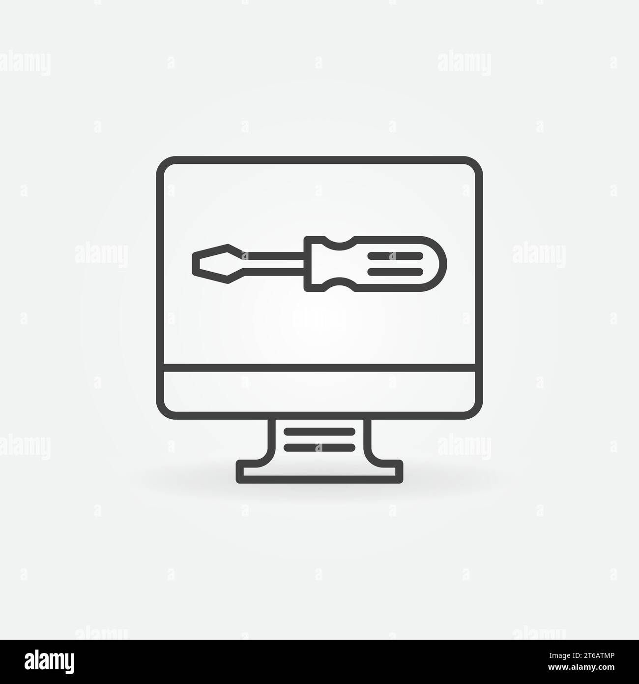 Computer with Screwdriver outline icon. Vector Computer Repair Services