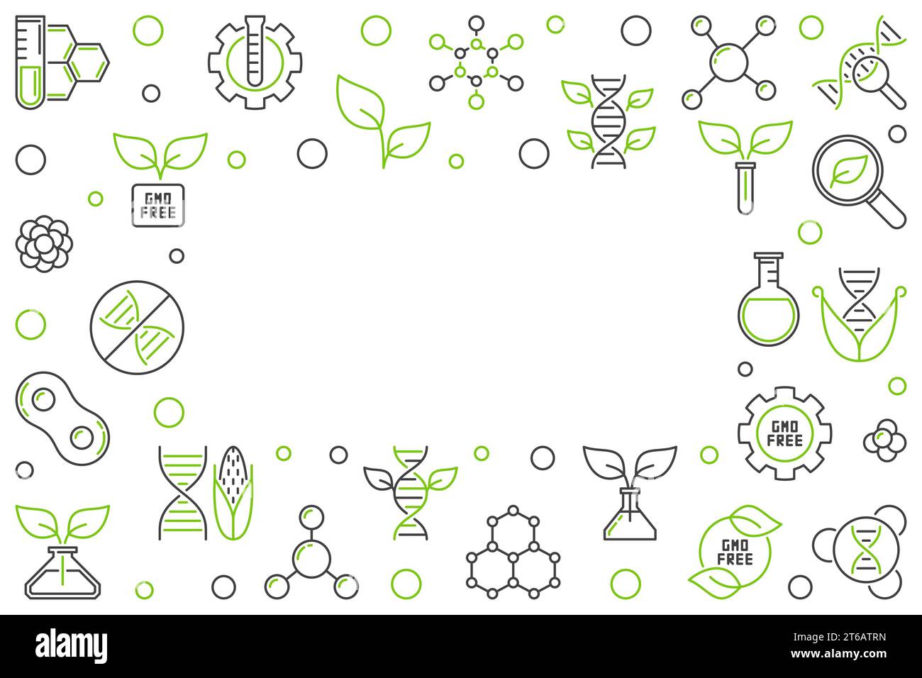 GMO Free concept vector horizontal outline creative frame or illustration Stock Vector
