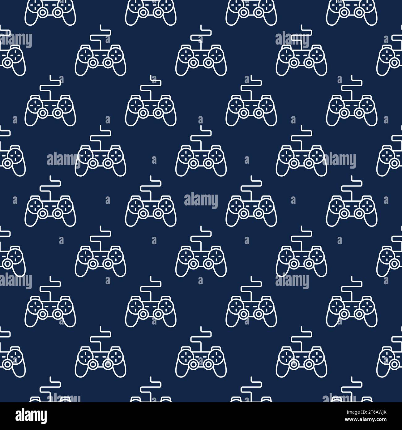 Joystick or Gamepad vector concept seamless pattern in thin line style Stock Vector