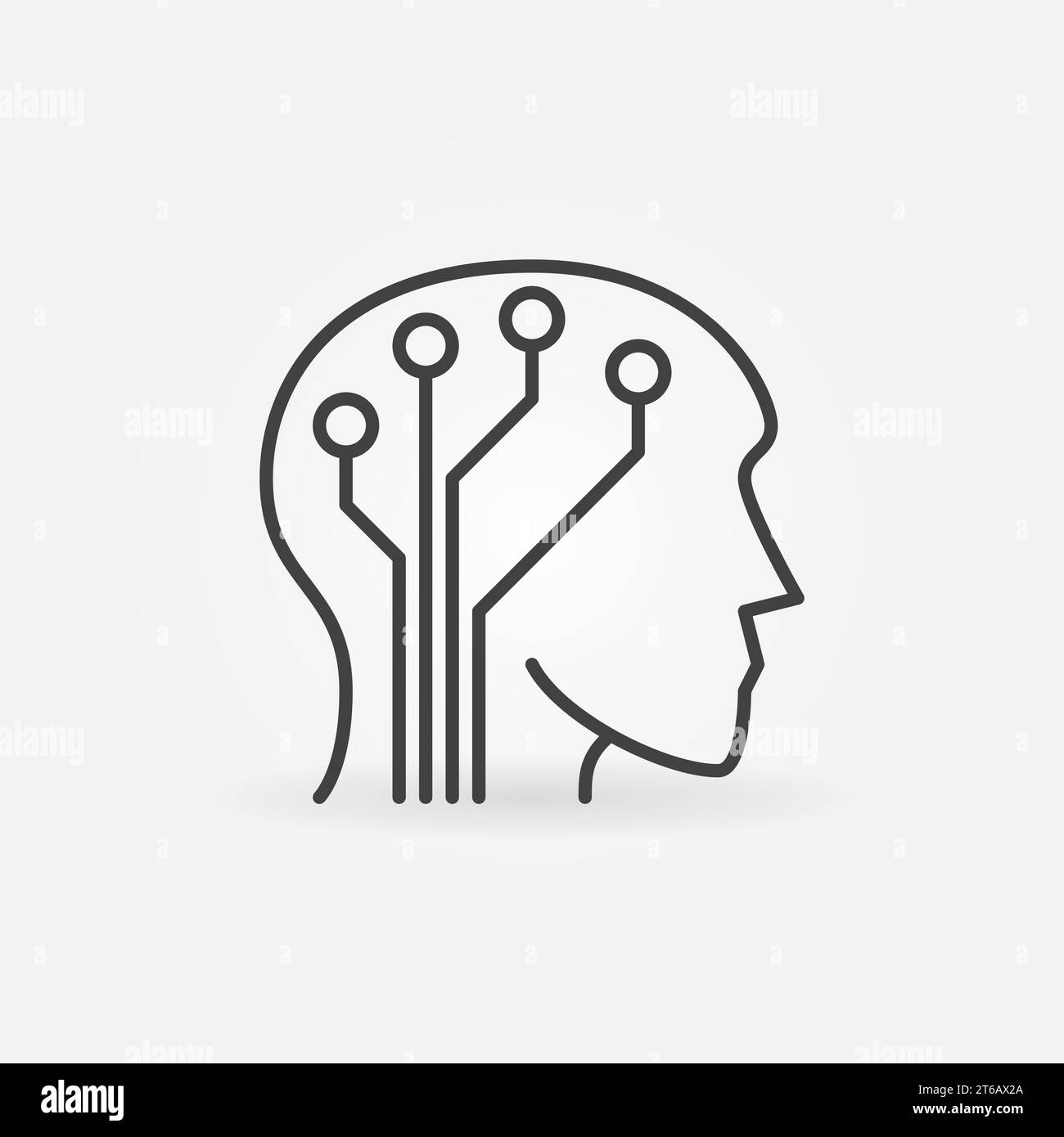 Human Head with Circuit Board vector concept icon or symbol in thin ...