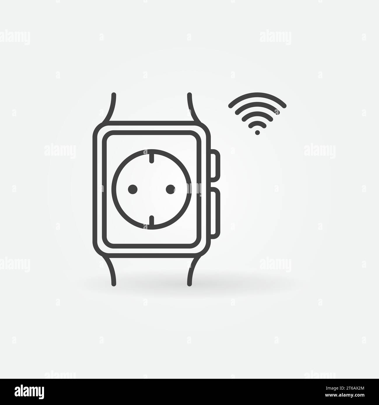 Smart watch with smart socket vector icon or logo in thin line style Stock Vector