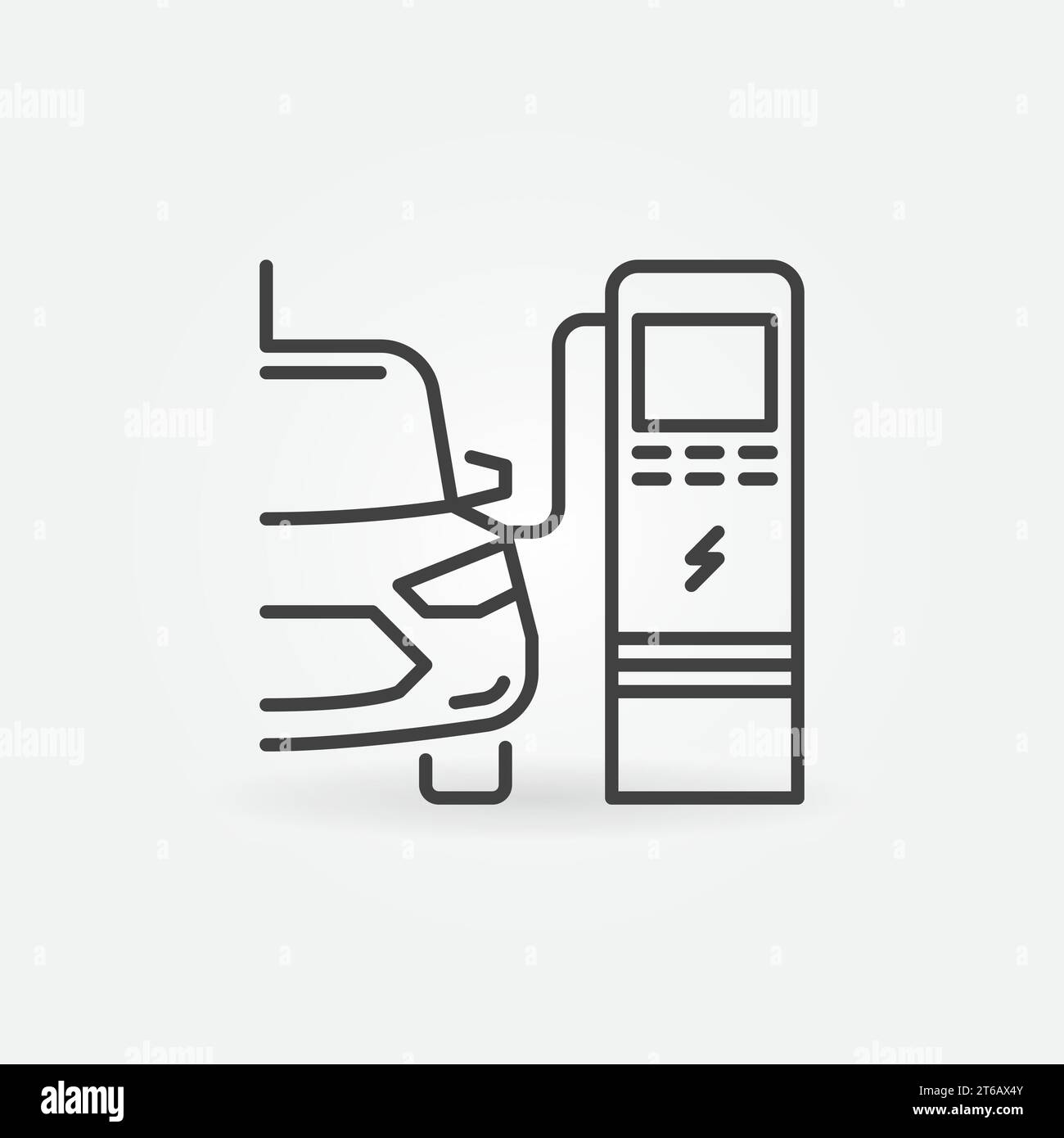 Electric Car Charging on-street linear vector concept icon or logo ...