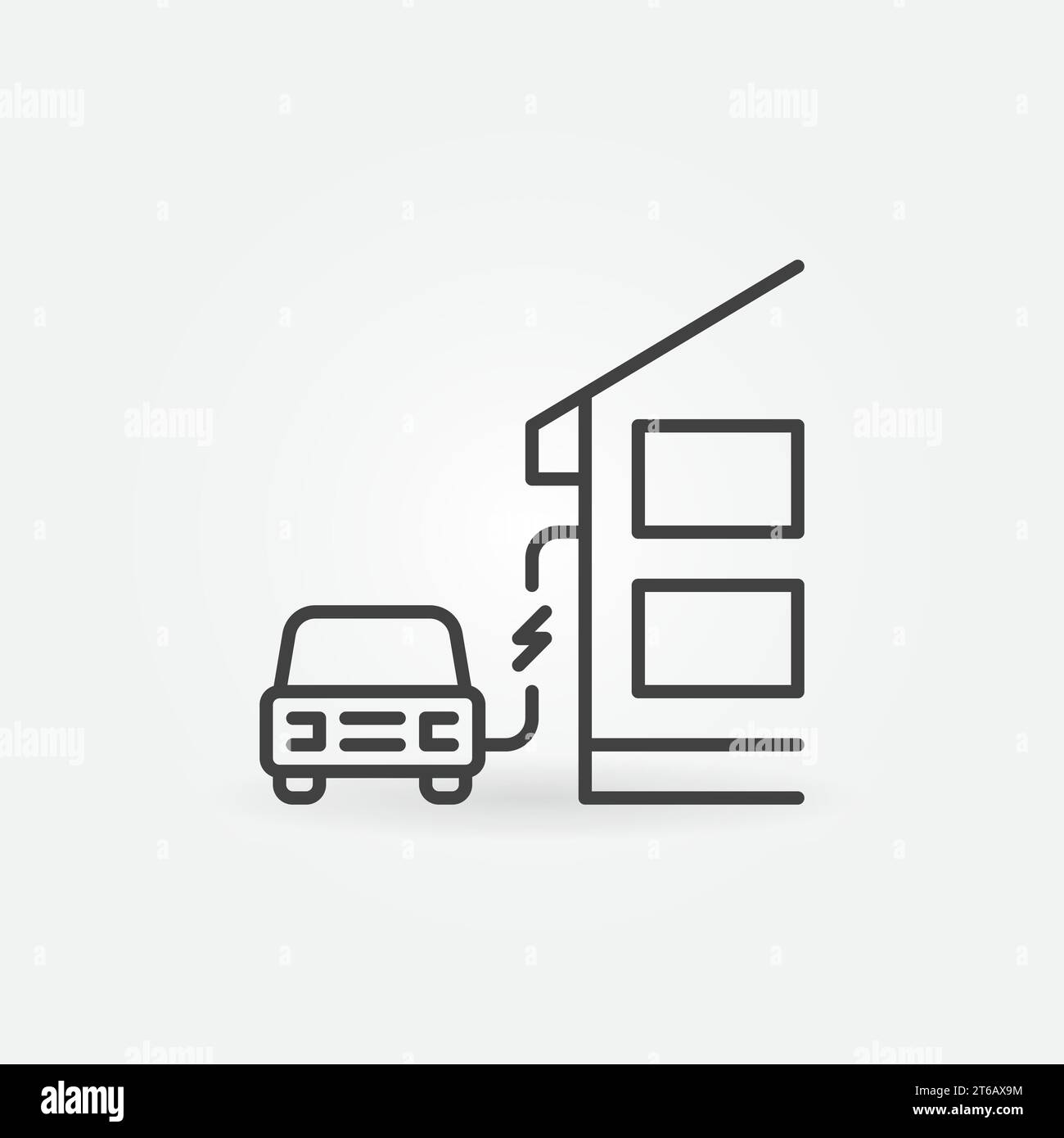 Charging Electric Vehicle at Home linear vector concept icon or logo ...