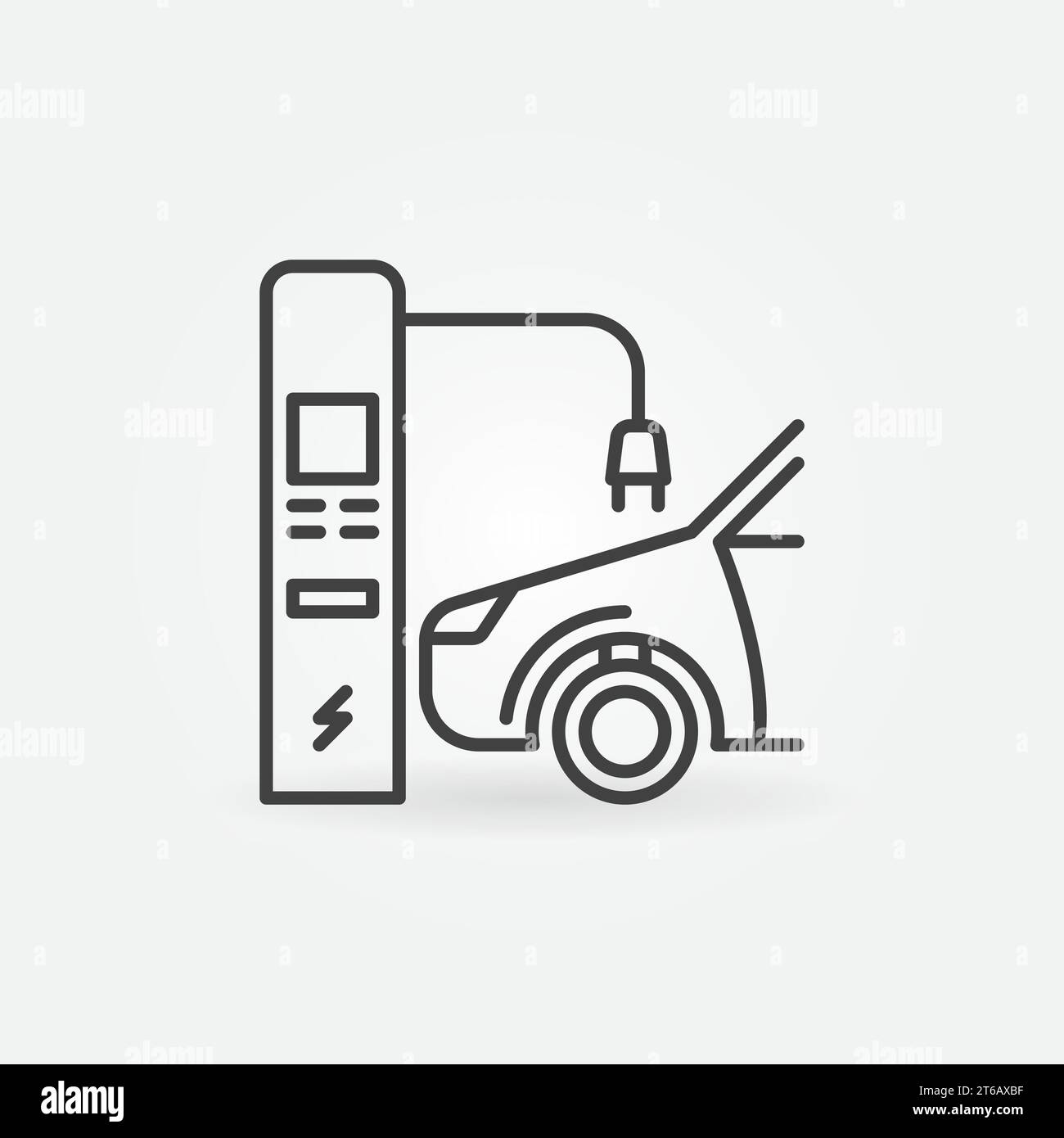 EV and Electric Recharging Point vector thin line concept icon or design element Stock Vector