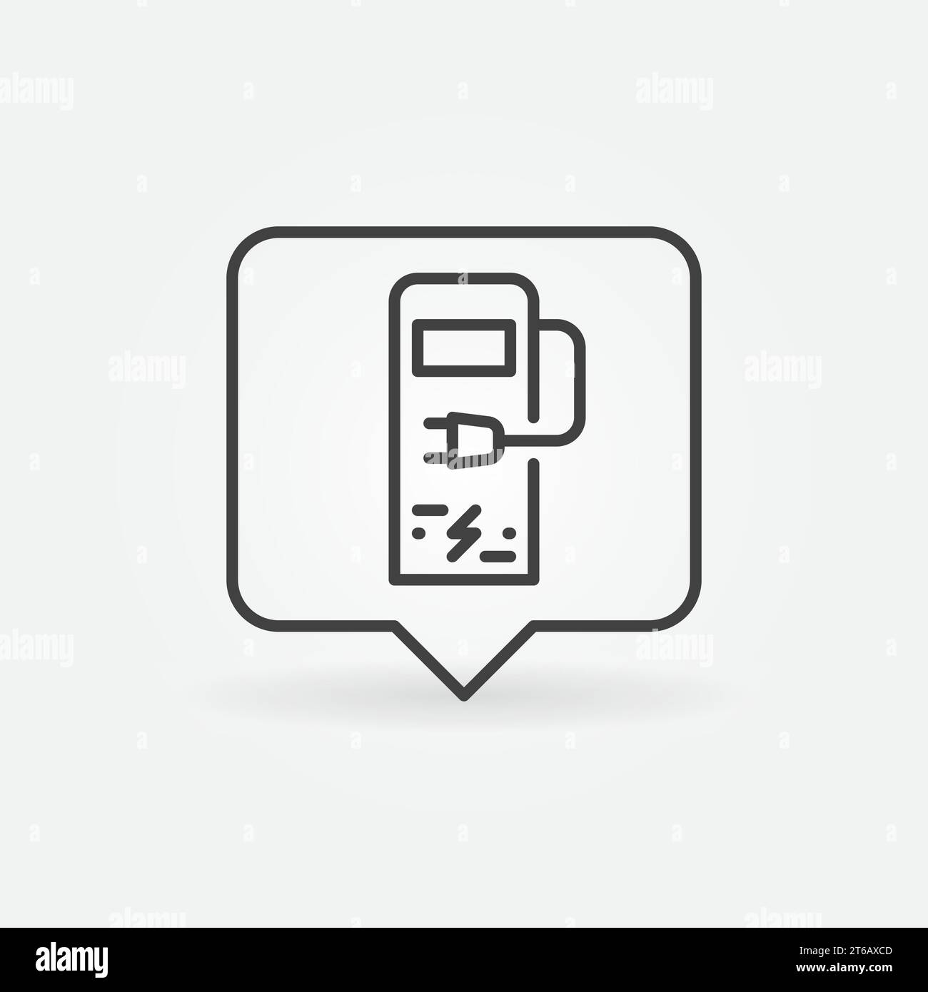 Speech Bubble with EV Charging Station linear vector concept icon or logo element Stock Vector