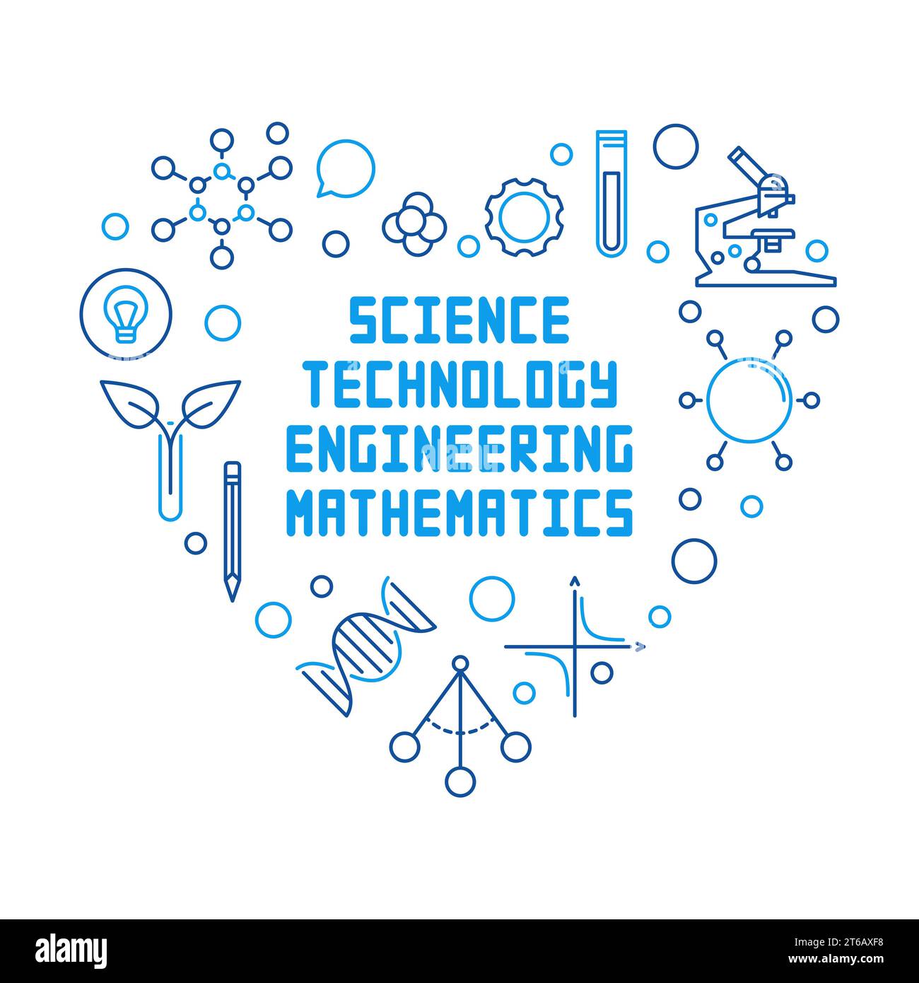 Science, Technology, Engineering and Mathematics Heart vector outline ...