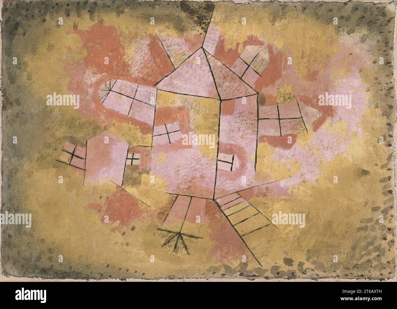 Title: Revolving House, 1921, 183 Artist: Paul Klee Year: 1921 Medium: Oil and pencil on cotton cheesecloth mounted on paper Dimensions: 37.7 x 52.2 cm Location: Museo Nacional Thyssen-Bornemisza, Madrid Stock Photo