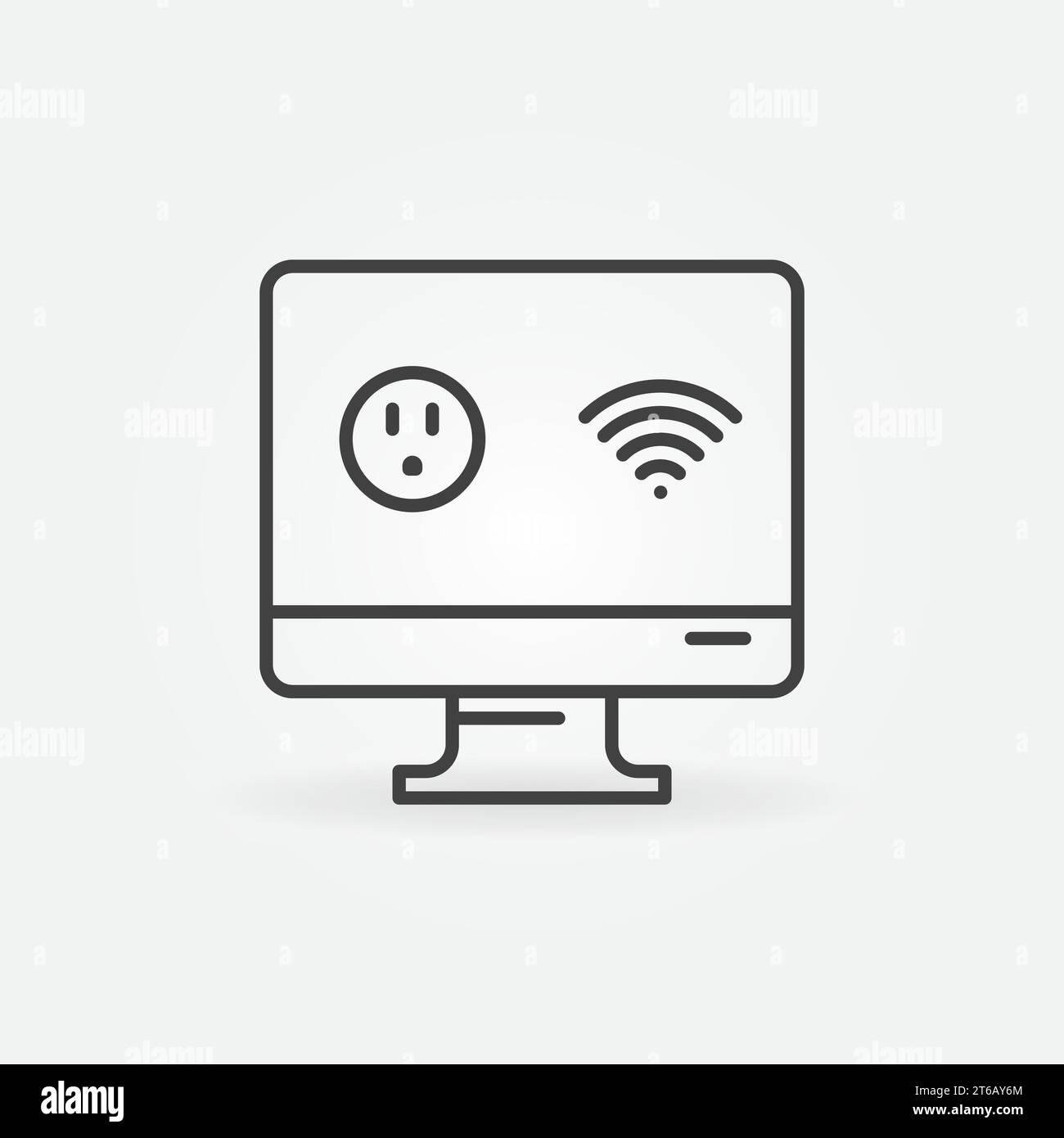 Computer with US Smart Socket and Wi-Fi vector outline icon or symbol Stock Vector
