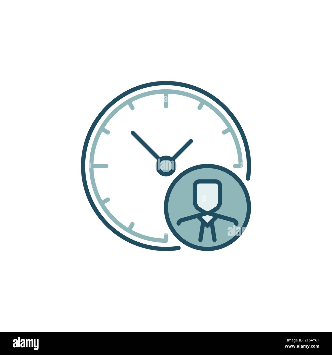 Clock and Businessman colored icon - Work Time vector concept modern symbol Stock Vector
