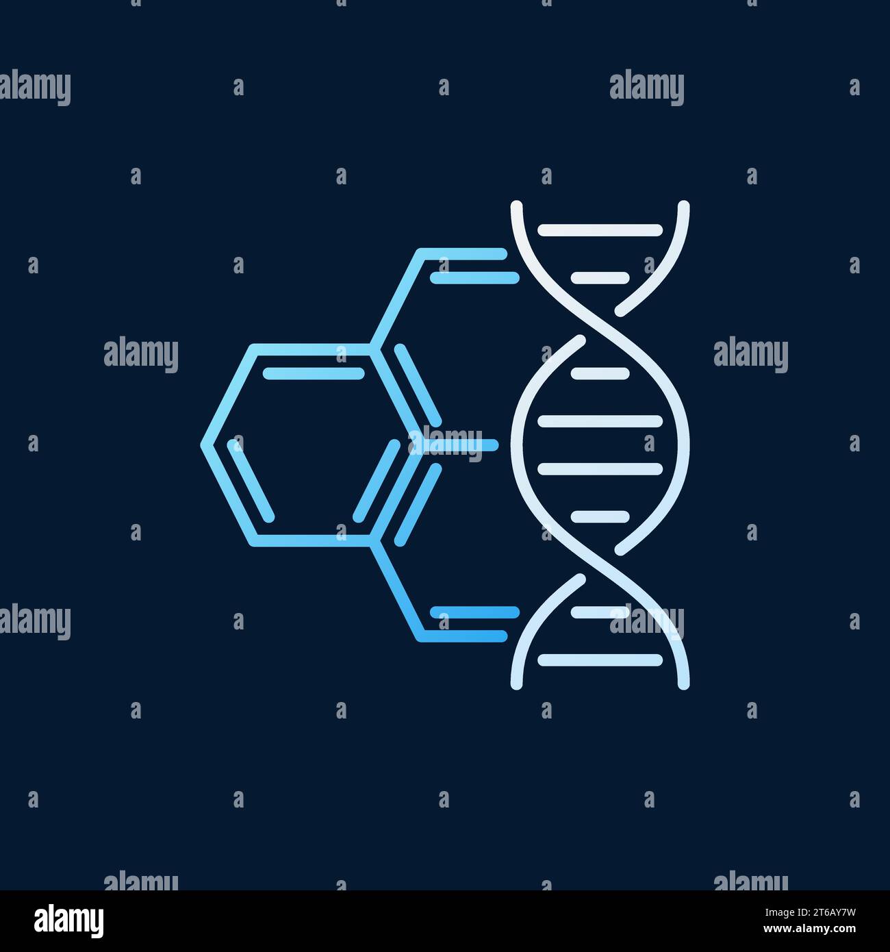 DNA with molecule vector colored outline icon. Genetic engineering ...