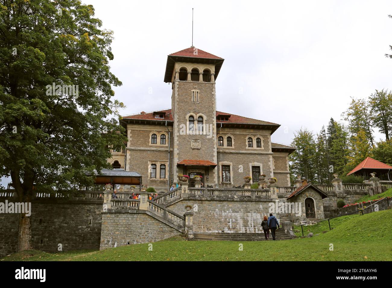 Cantacuzino Castle (aka Nevermore Academy in Netflix TV's 'Wednesday'), Zamora, Buşteri, Prahova County, Romania, Europe Stock Photo
