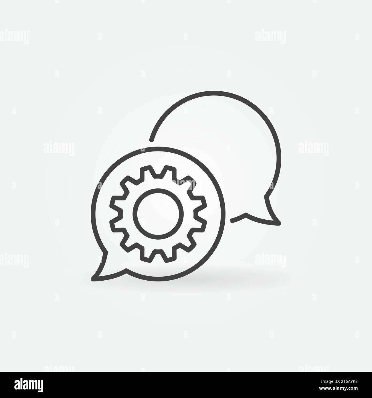 Speech Bubbles with Gear outline vector concept icon or design element Stock Vector
