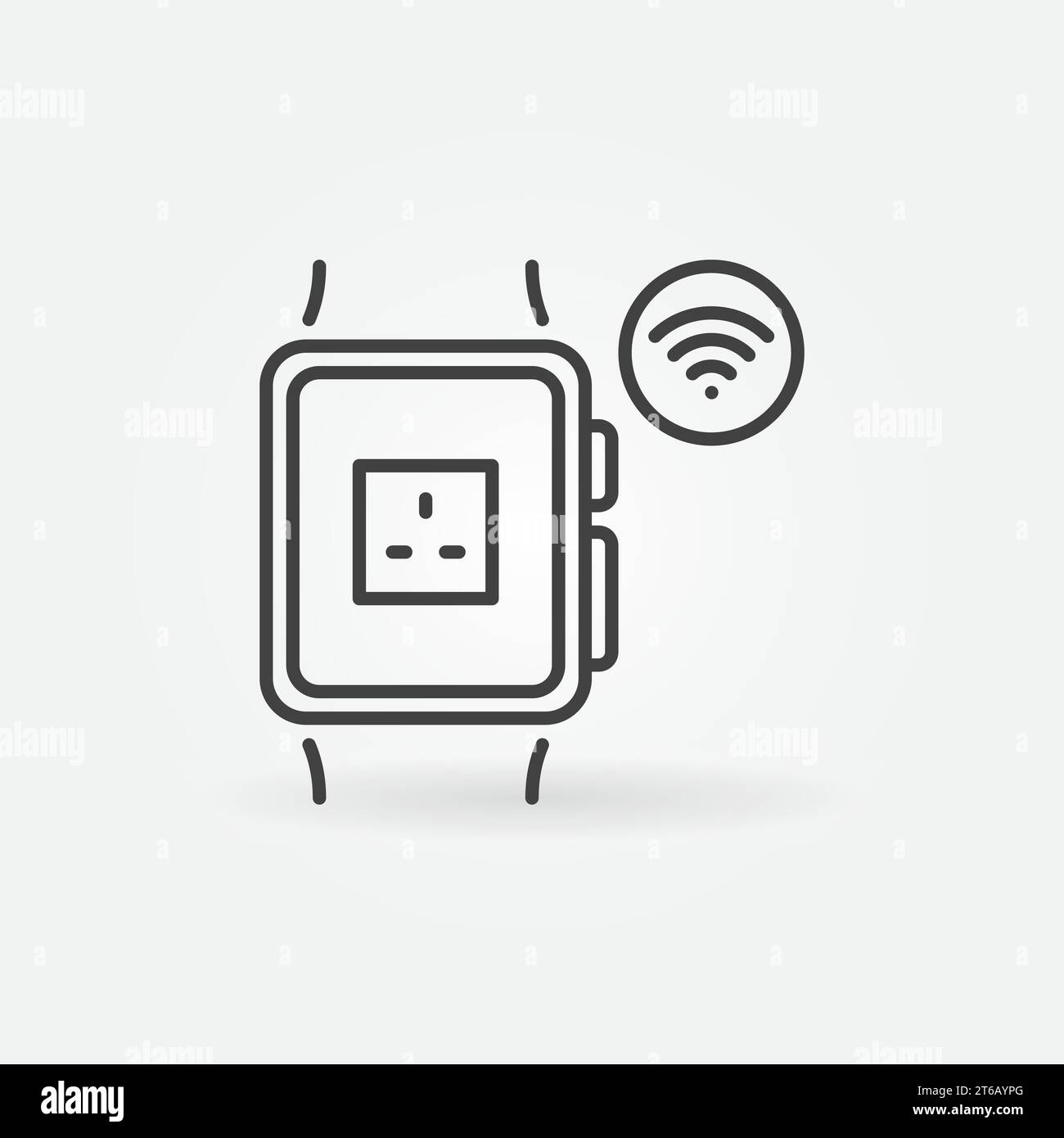 Smart Watch with UK smart socket App vector icon in thin line style Stock Vector