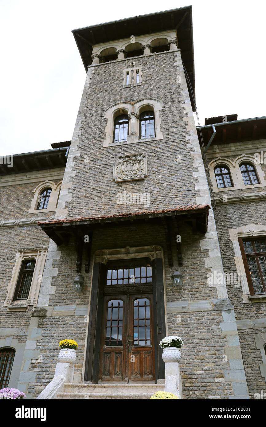 Cantacuzino Castle (aka Nevermore Academy in Netflix TV's 'Wednesday'), Zamora, Buşteri, Prahova County, Romania, Europe Stock Photo