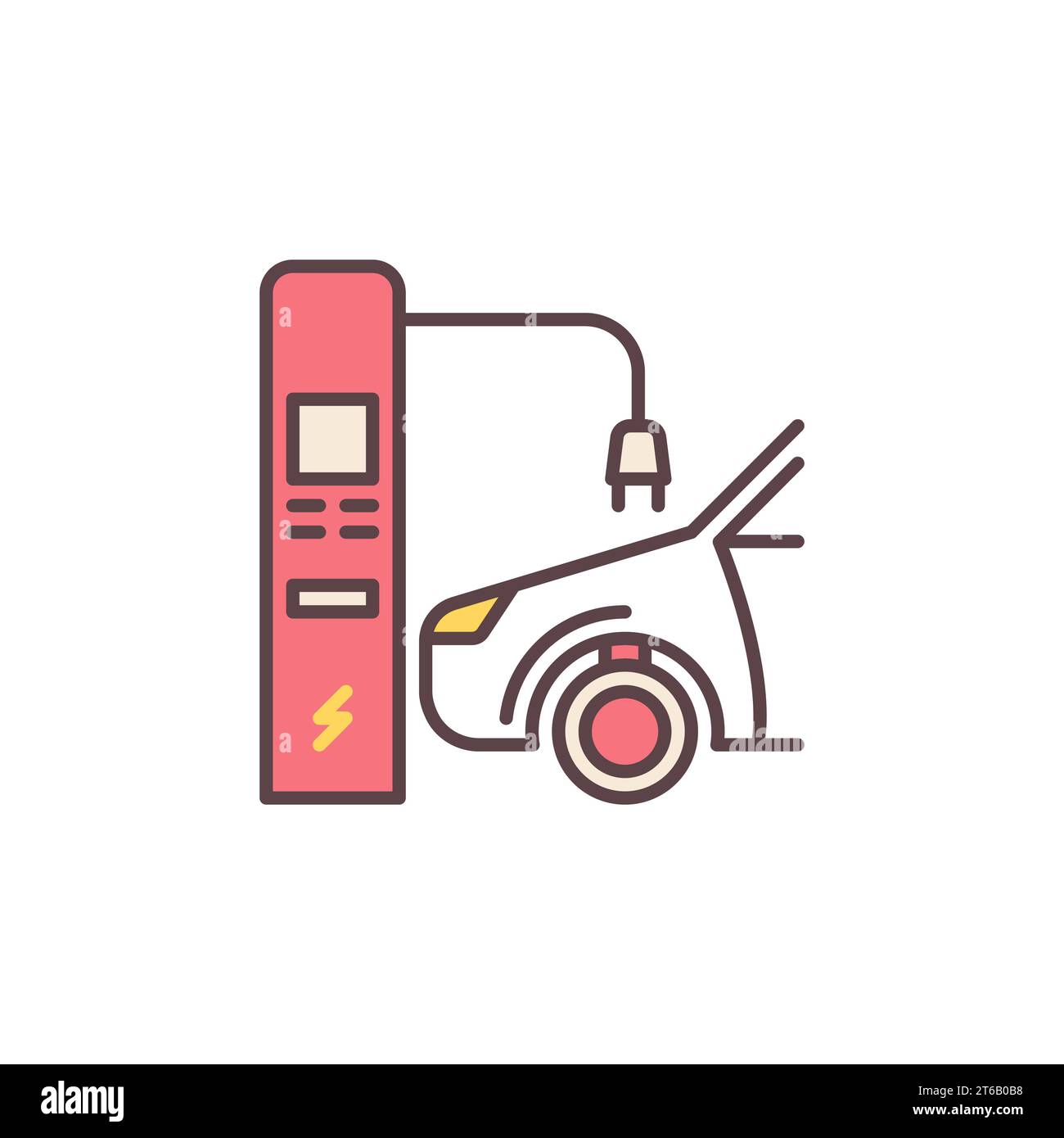 Car at Electric Recharging Point vector colored concept icon or symbol Stock Vector