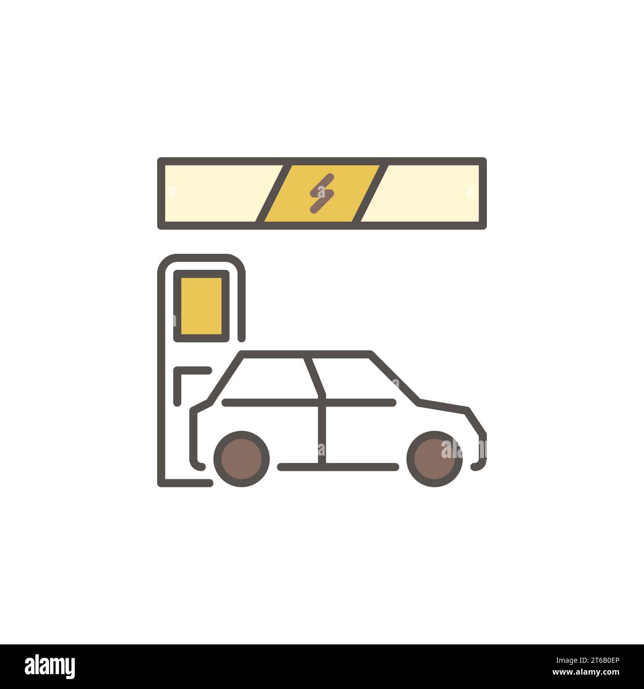 EV at Charging Station vector concept colored icon or design element ...