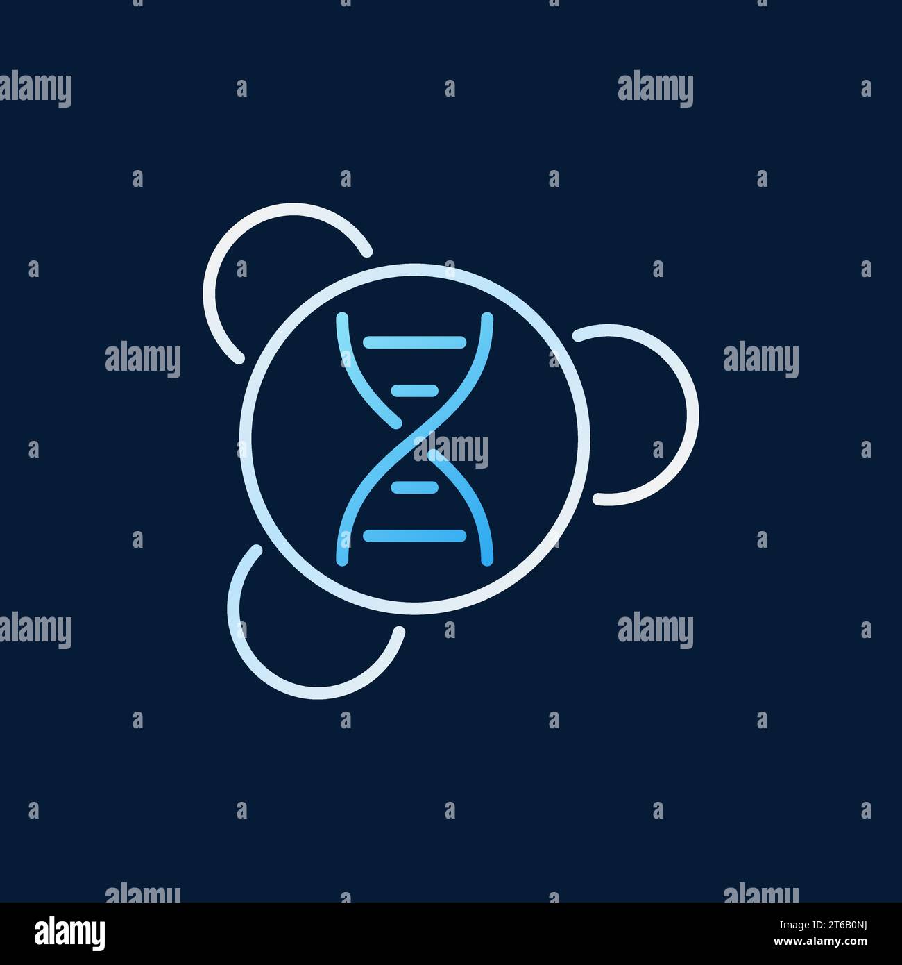DNA in Molecule vector colored outline icon or design element on dark background Stock Vector