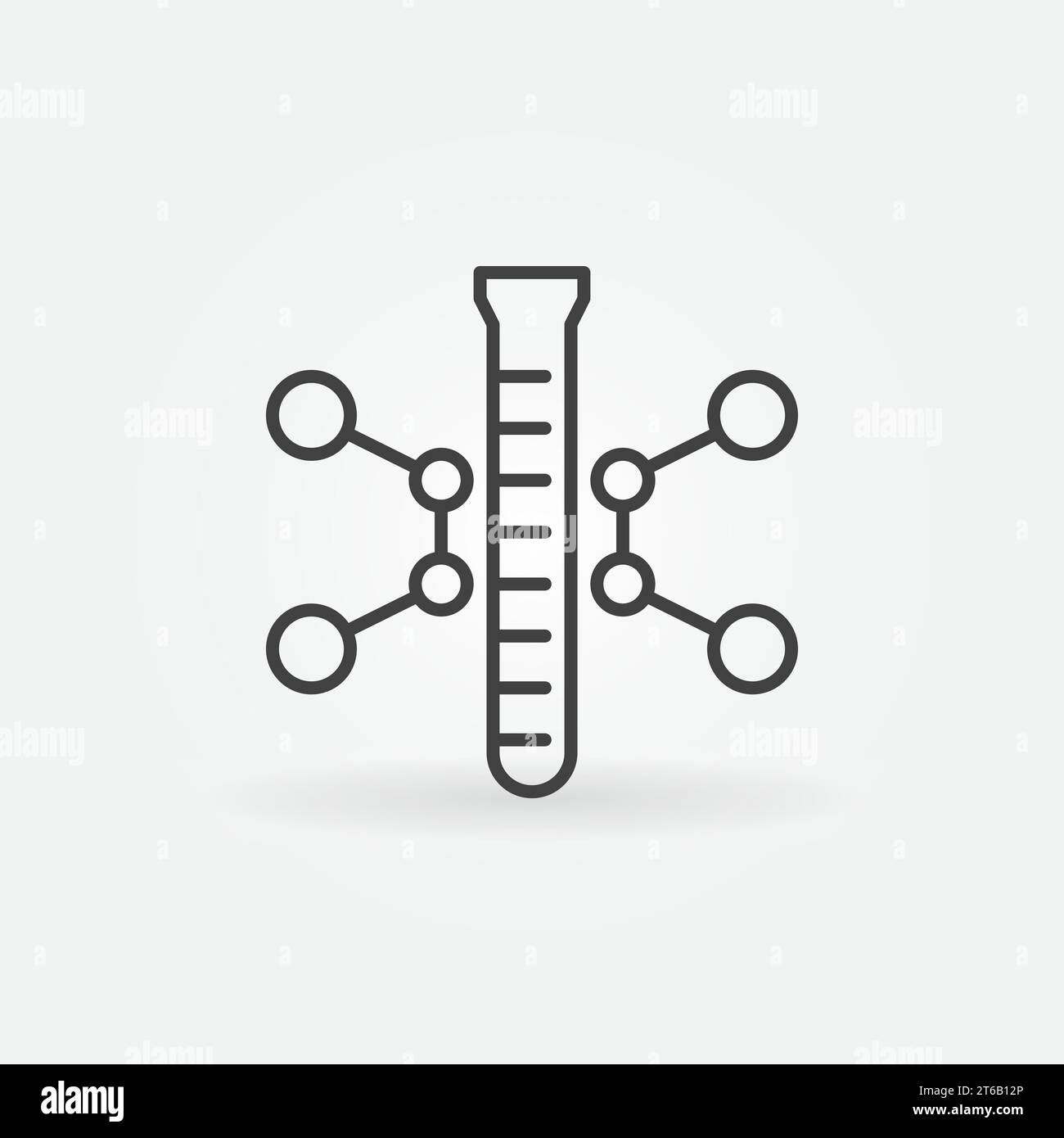 Test tube with chemical formula vector icon or design element in thin ...