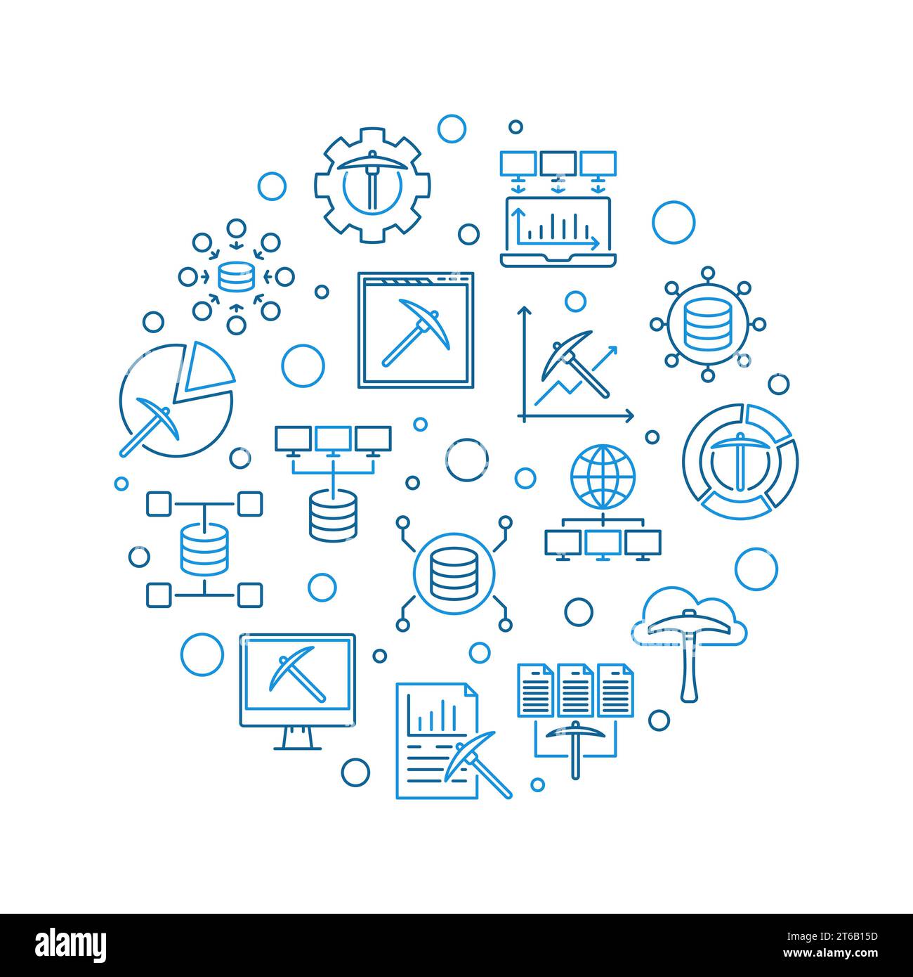 Vector Data Mining concept round blue outline illustration Stock Vector ...