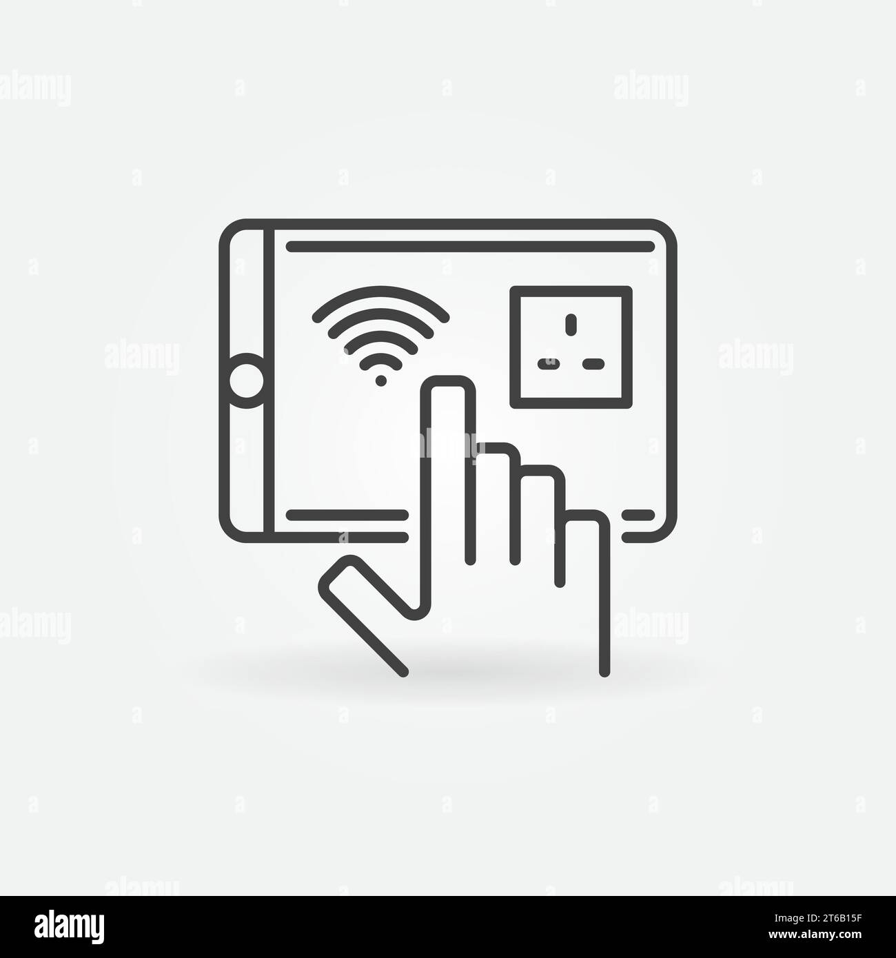 Tablet with wi-fi and UK Smart Socket vector outline icon or design element Stock Vector