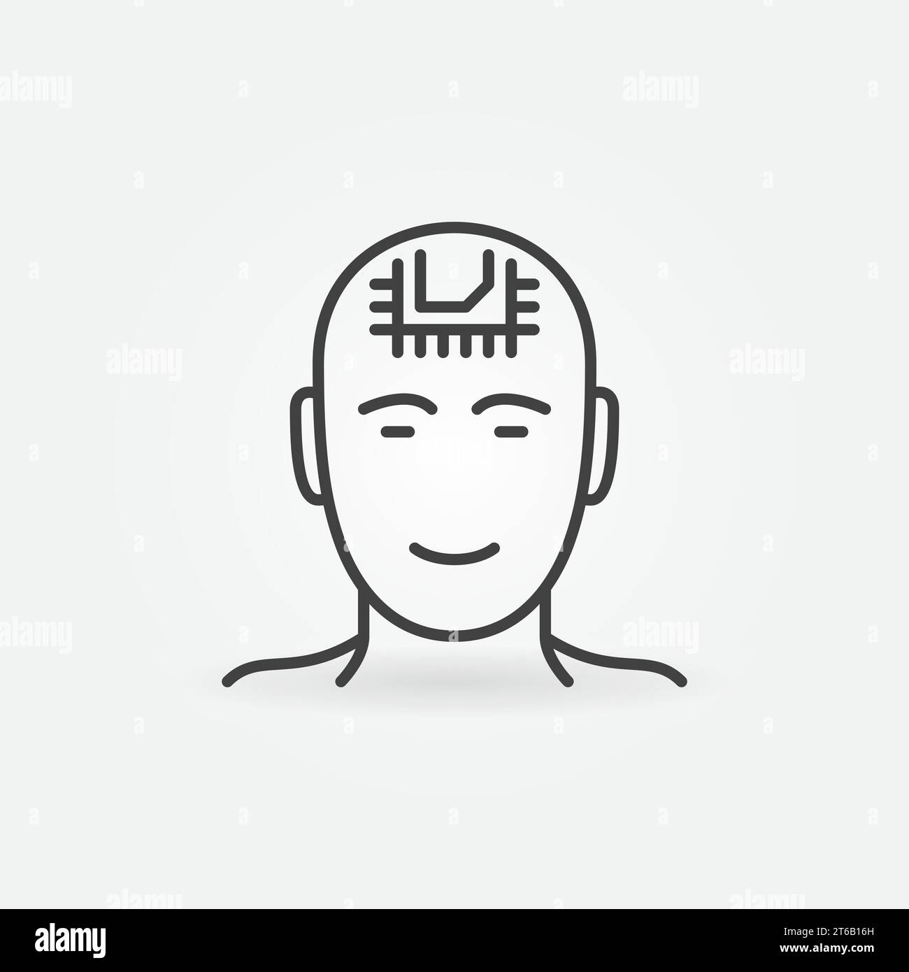 Smiling Face with Computer Chip vector concept icon or symbol in thin ...