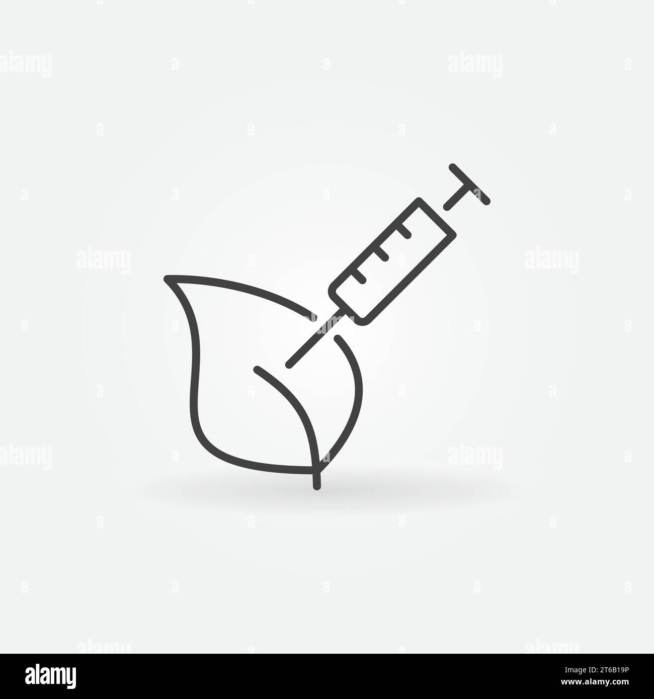 Leaf with Syringe vector concept icon or symbol in thin line style Stock Vector